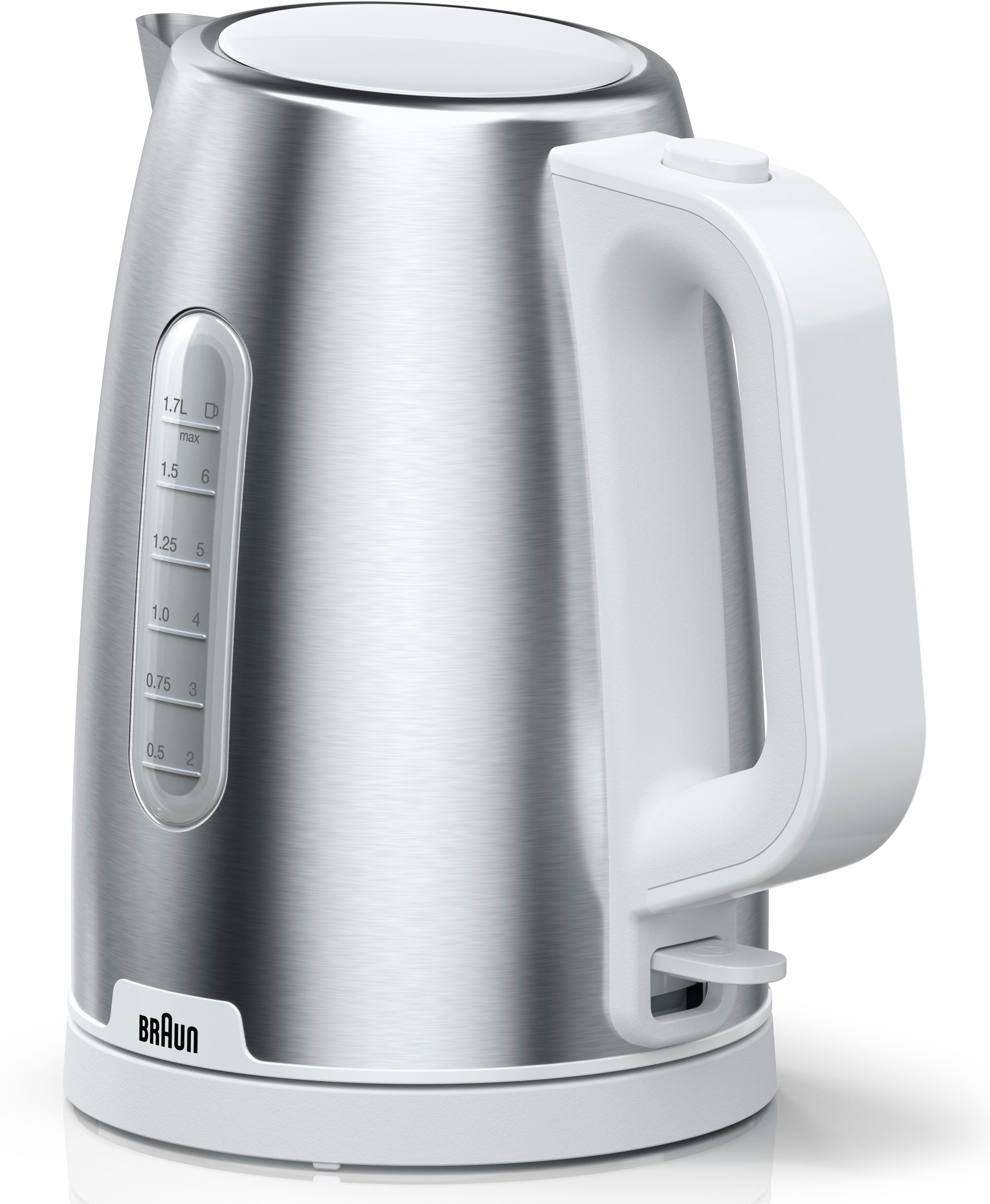 Braun Wasserkocher PurShine WK 1500 WH - 1,7 L, Schnellkochsystem, Anti-Kalk Filter, 1,7 l, 2200 W, 2.000 W, Kocht 200 ml in 45 Sek., 360 Grad Heitzsockel