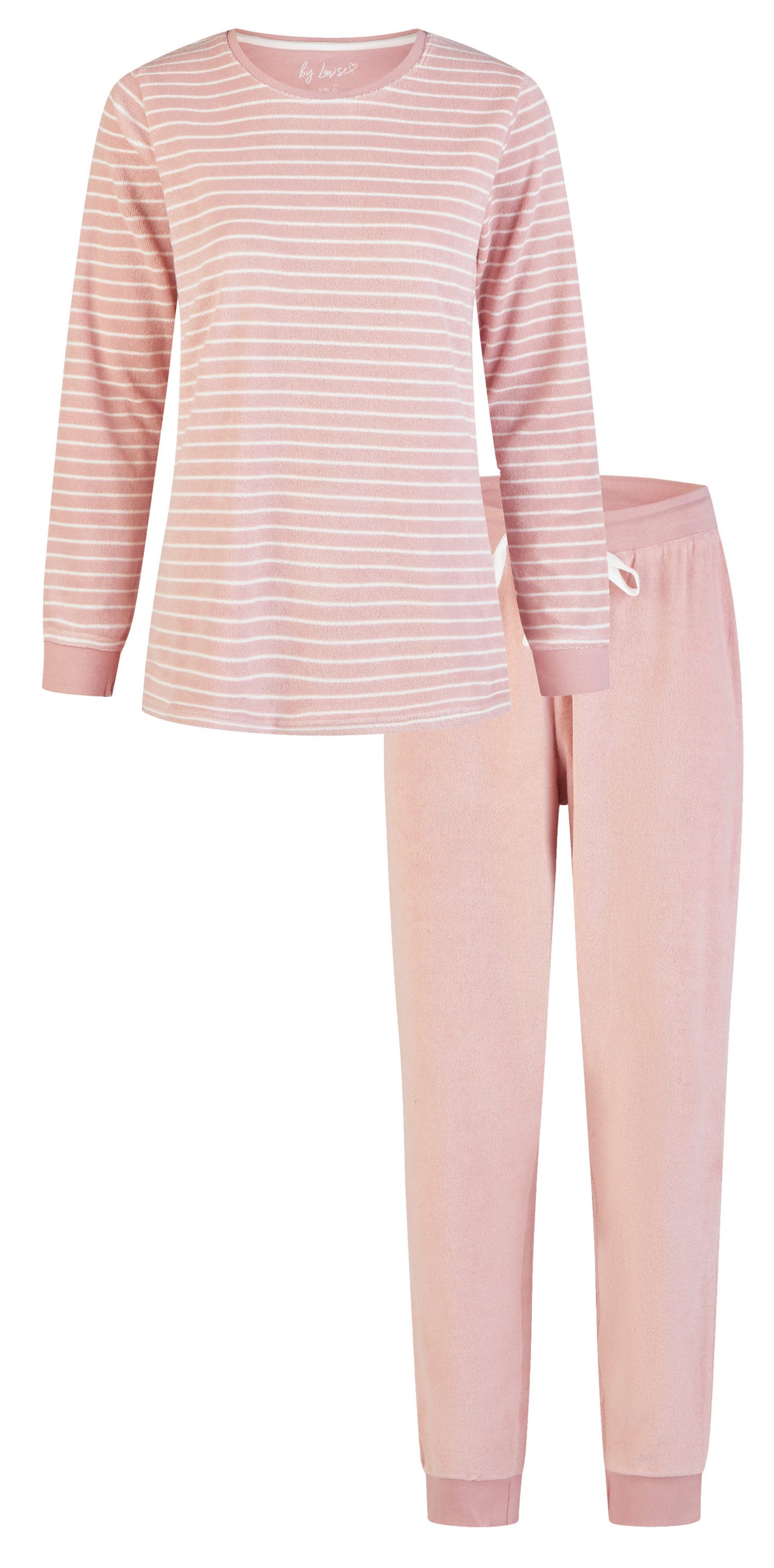 By Louise Schlafanzug Damen Frottee Pyjama (2 tlg) kuschelige Qualität