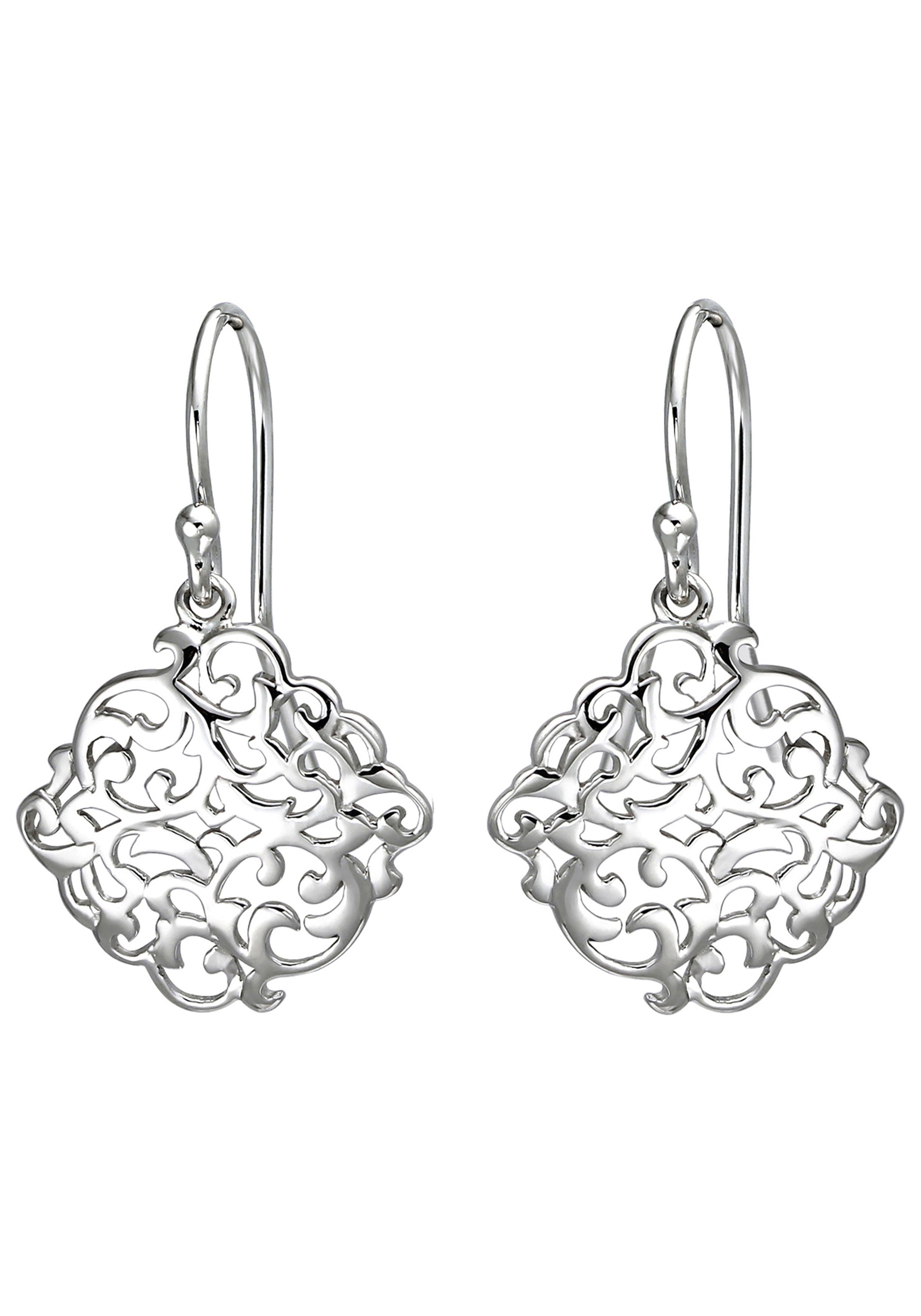 JOBO Paar Ohrhänger Ohrringe Floral 30 mm hängend, 925 Silber rhodiniert