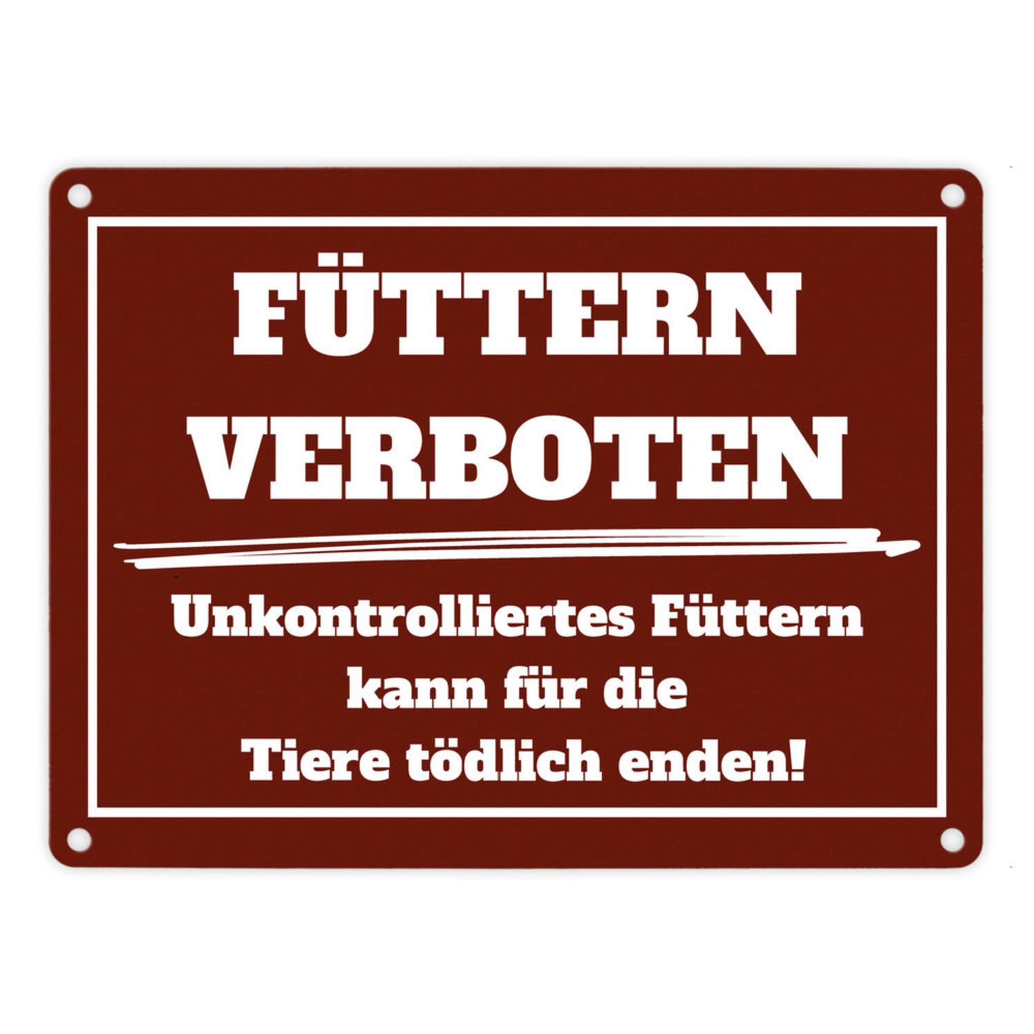 Metallschild Füttern verboten mit Erklärung Koppel Metallschild in 15x20 cm rot