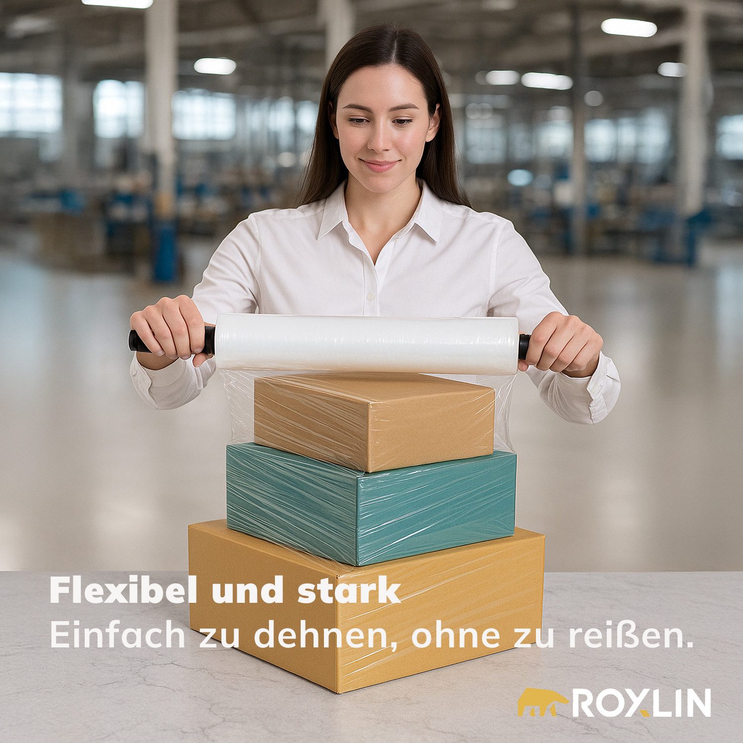 Roxlin Folienrollen Stretchfolie Transparent 270m Handrolle Möbel Palettenfolie Verpackung