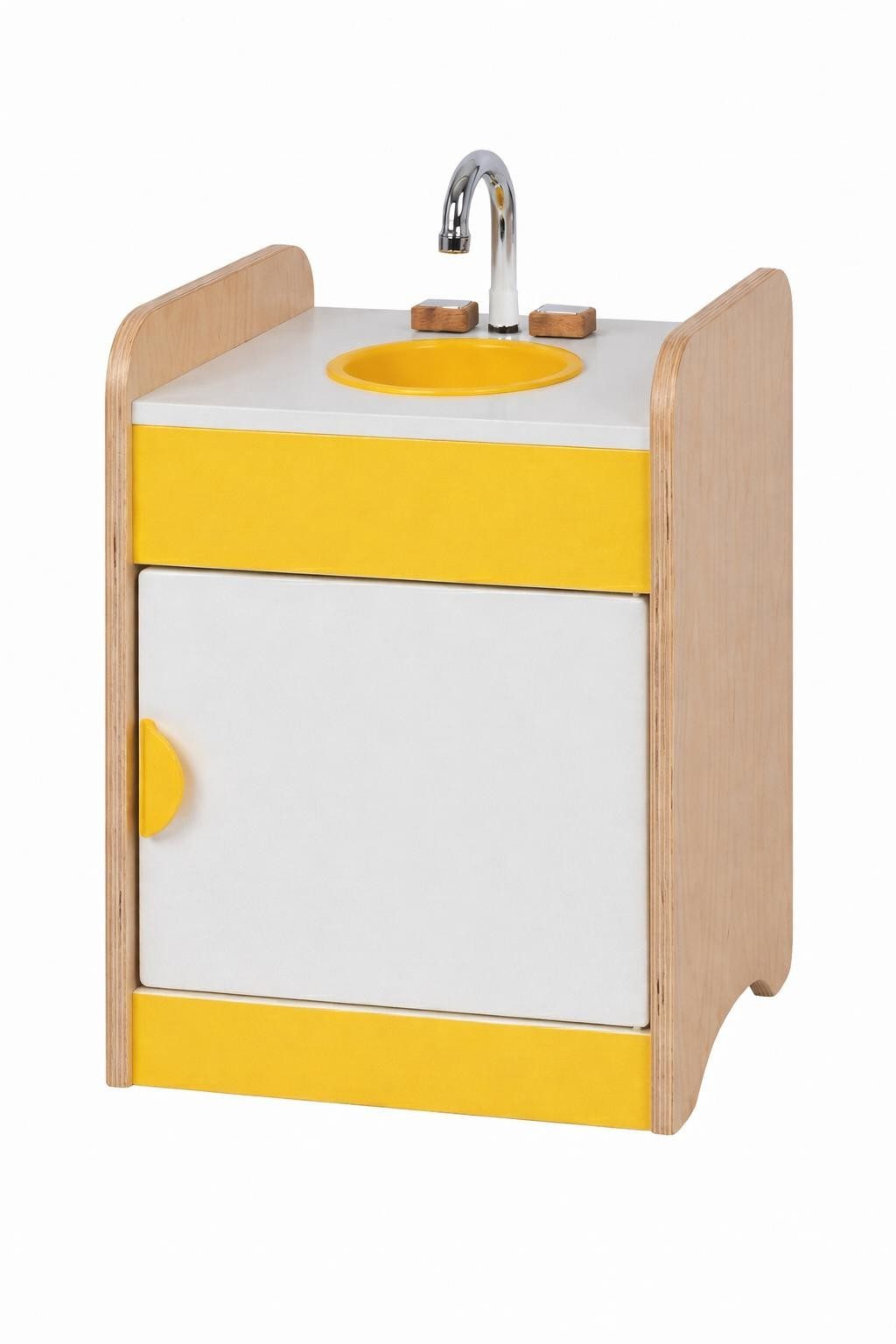 Xlmoebel Spielküche Bunte Kinder-Spüle aus Holz mit praktischem Stauraum Holz, Made in Europa