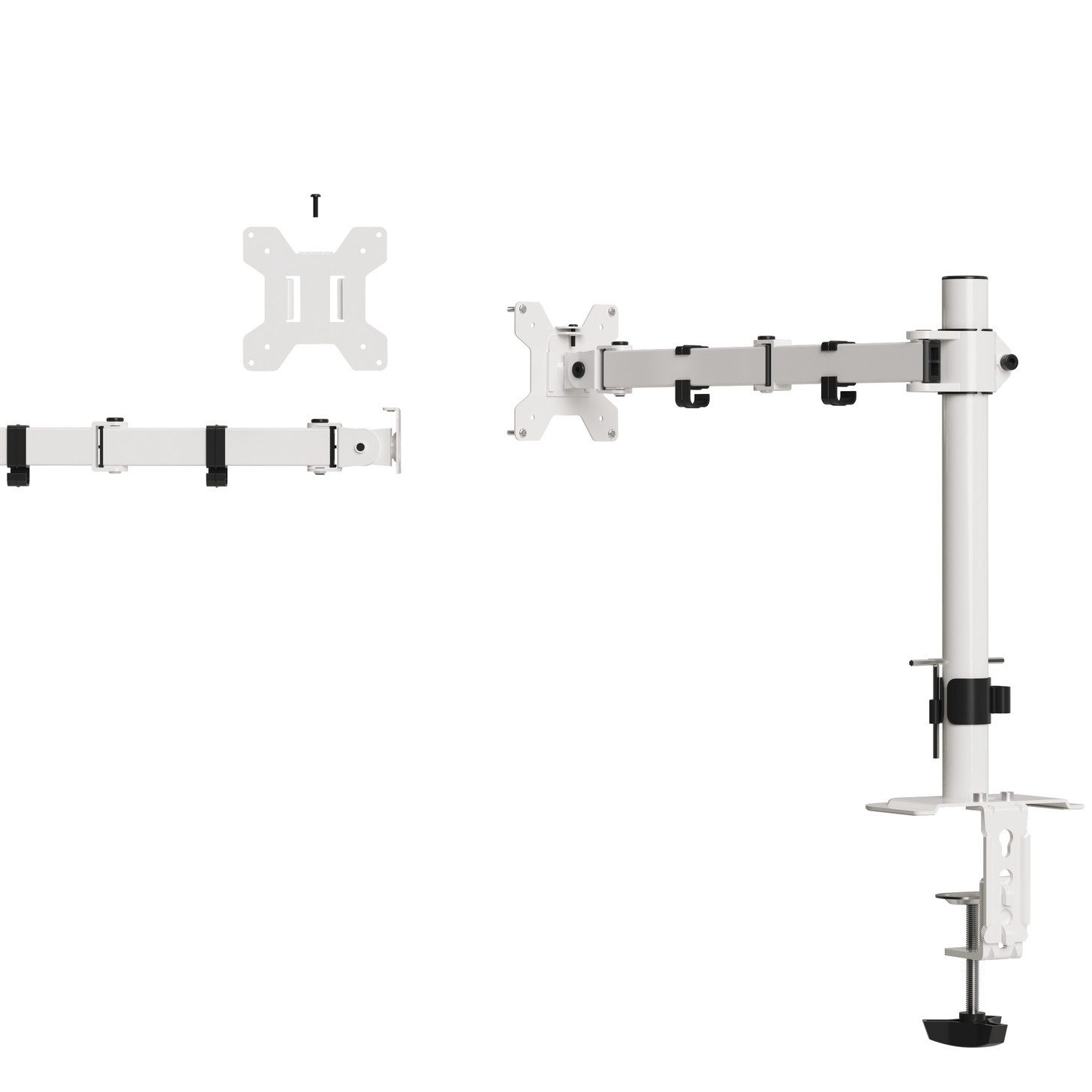 LMG Germany Monitor-Halterung Monitorhalterung, 1 Monitor 13-32 Zoll max. 10 kg, 1 Arm, verstellbar, (bis 27 Zoll, 360° drehbar, höhenverstellbar, VESA-kompatibel, mit Kabelmanagement)