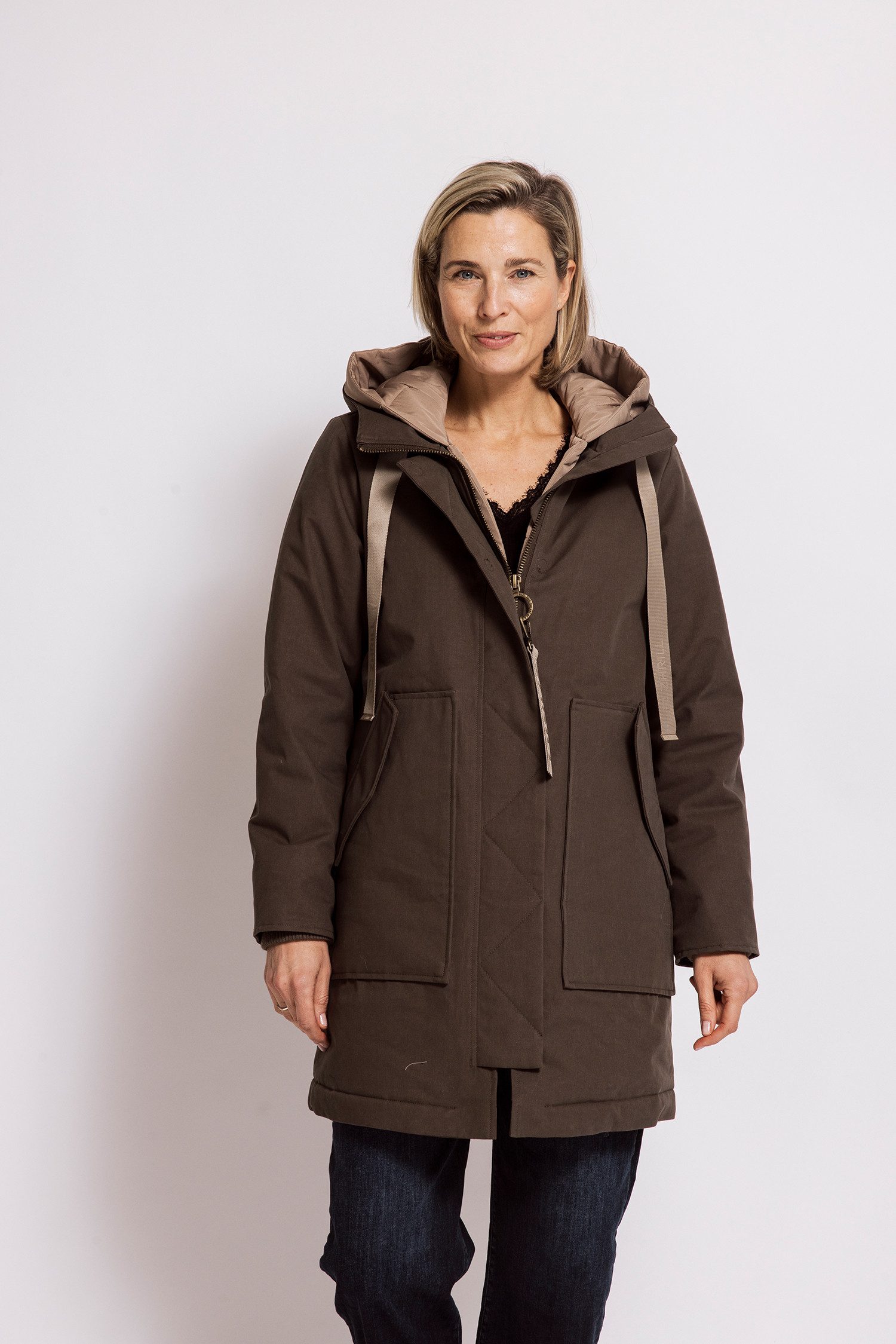 Zhrill Parka ISOKE mit Kapuze / Casual Passform, aus Baumwollmischung und Lyocell