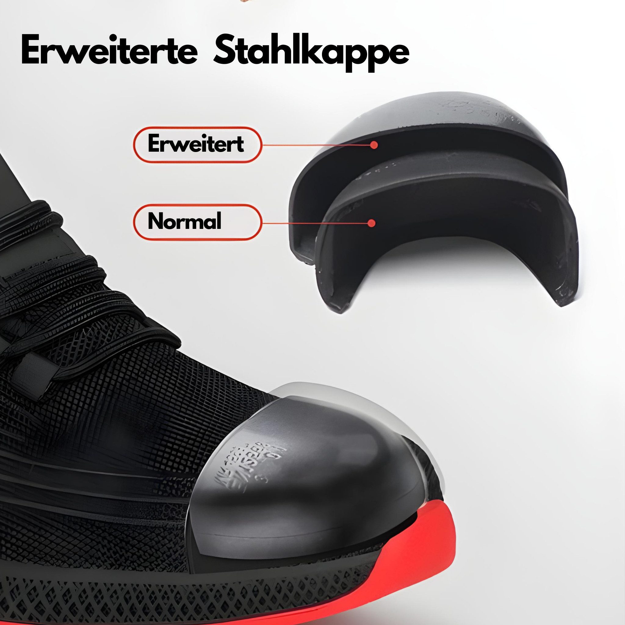 ARMORAX bequeme Sicherheitsschuhe, mit Stahlkappe & Stichschutz-Sohle Sicherheitsschuh (Komplett-Set, herausnehmbare Innensohle) atmungsaktiv, flexibel, rutschhemmende Sohle