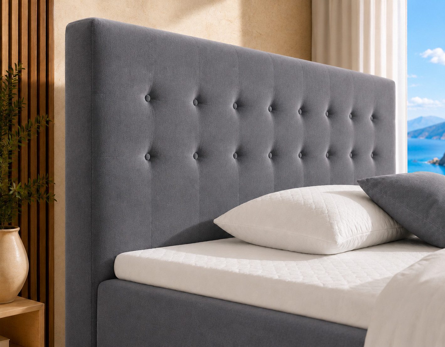 Best for Home Boxspringbett Polsterbett mit 7-Zonen-Taschenfederkernmatratze und Schubladen (Komplettset (Boxspringbett inkl. 2 Matratzen, Topper & Stauraum-Sch – Bild 4 von 5