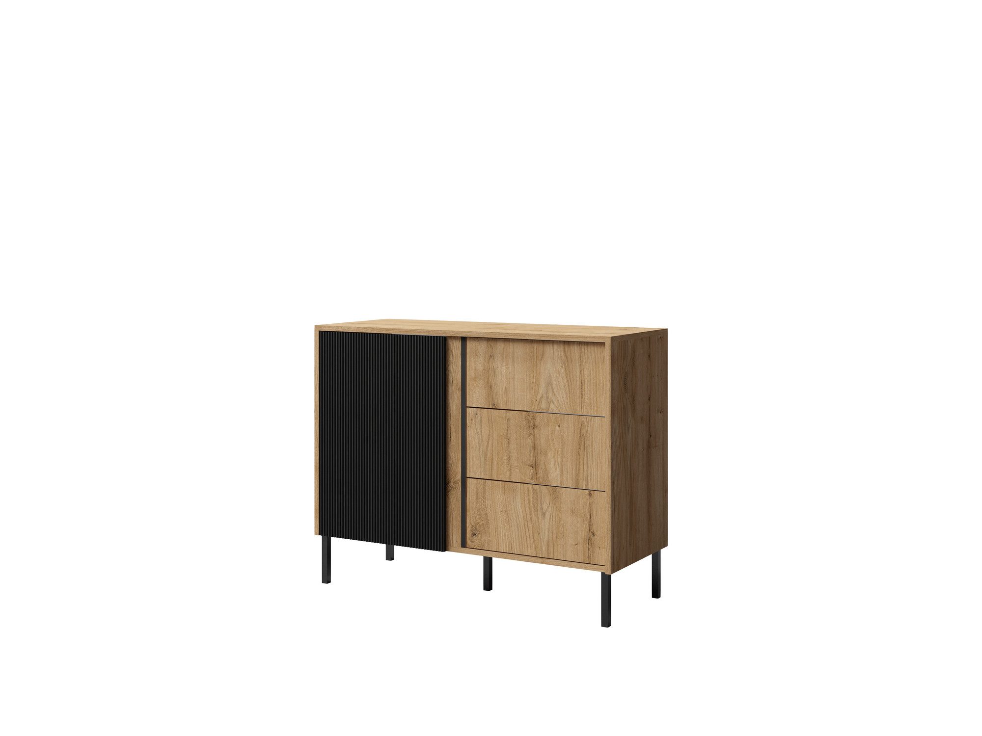 Beautysofa Kommode Moderne, elegante, geräumige Kommode mit Schubladen MIA05 (Möbel aus MDF-Platten), B:100/H:80/T:41cm, Farbe: Ewige eiche+schwarz