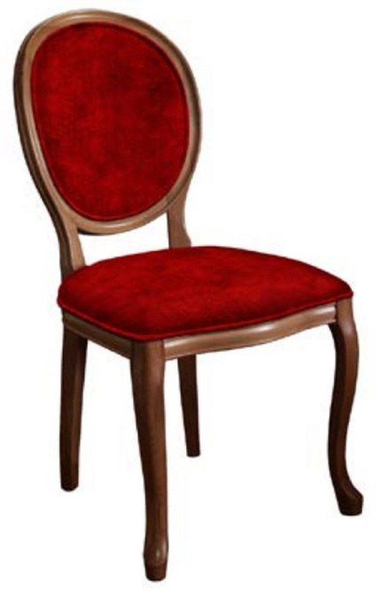 Casa Padrino Esszimmerstuhl Barock Esszimmerstuhl - / Möbel Stuhl Bordeauxrot Handgefertigter Stil - im Esszimmer Braun Barockstil Antik