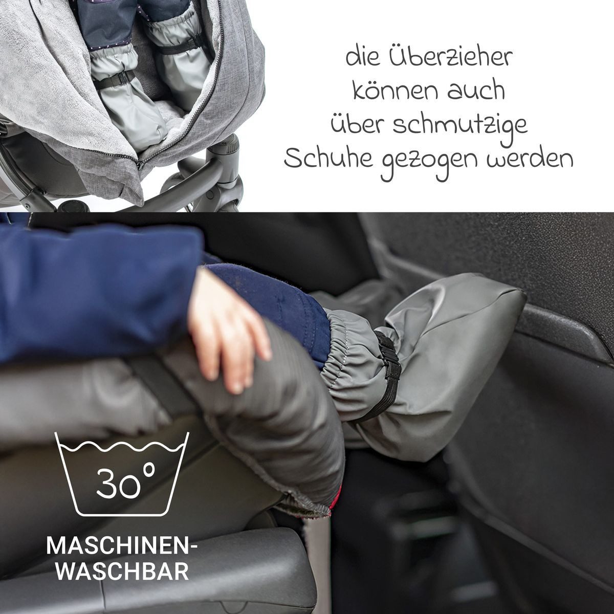 Zamboo Füßlinge Grau Baby Regenfüßlinge wasserdichte Überzieher Matsch Füßlinge für Draußen – Bild 5 von 5