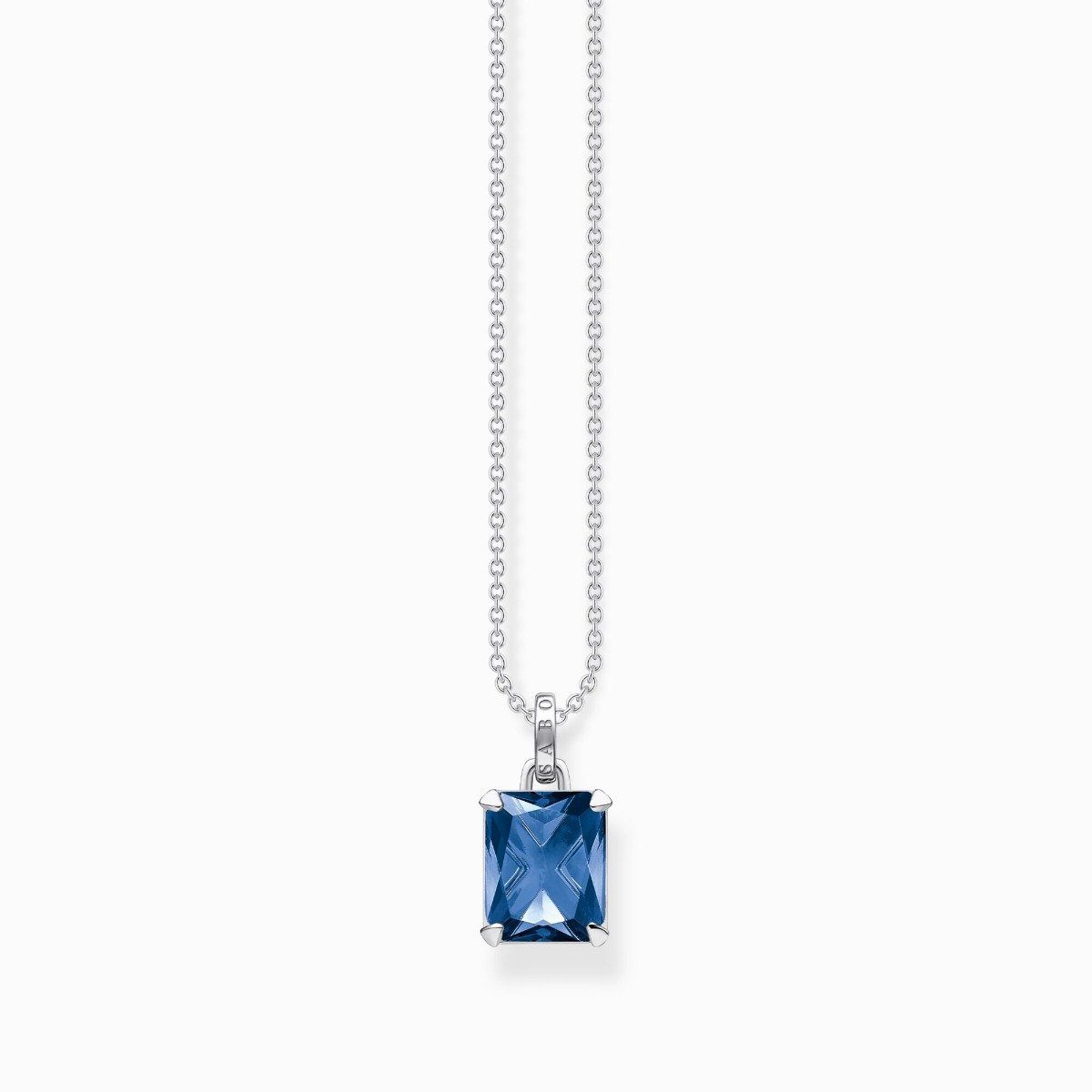 THOMAS SABO Kette mit Anhänger Halskette-Anhänger Damen Blauer Stein Silber KE1964-699-1