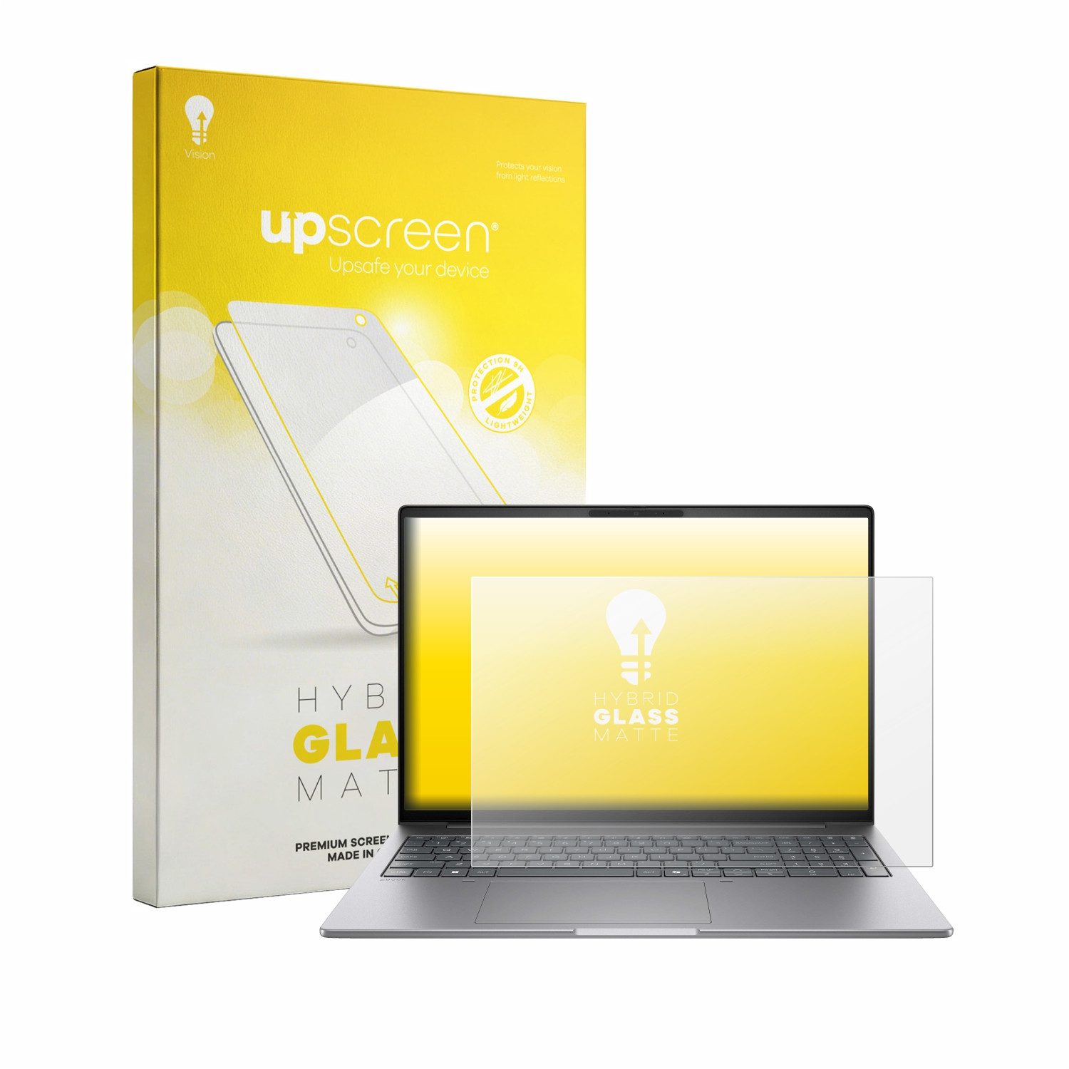 upscreen Displayschutzglas Folie für HP Zbook 8 G2i 16", Schutzfolie Glas Panzer Display Schutz matt
