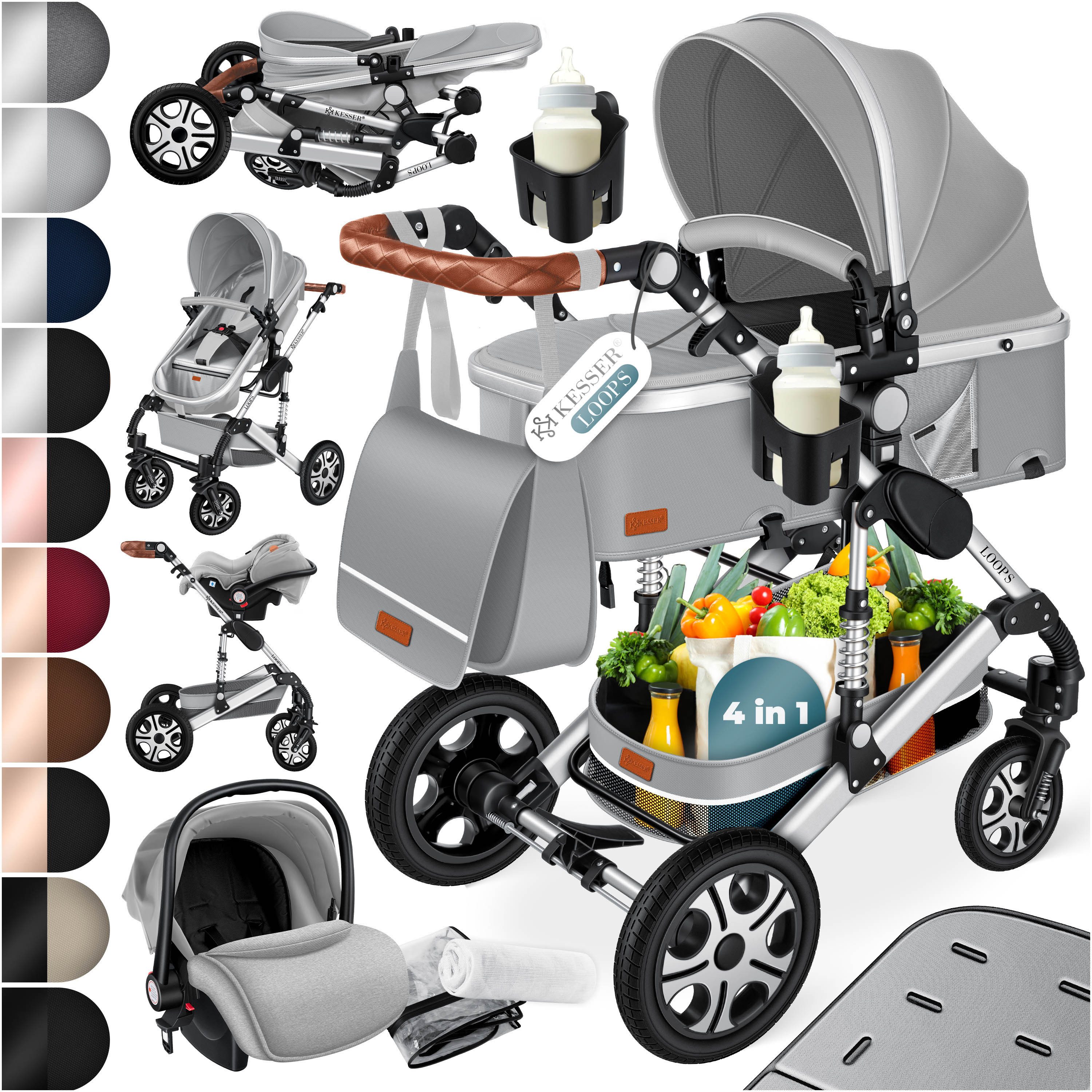 KESSER Kombi-Kinderwagen, 4in1 Loops Коляски Komplettset auch als Buggy, Kinder bis 4 Jahre