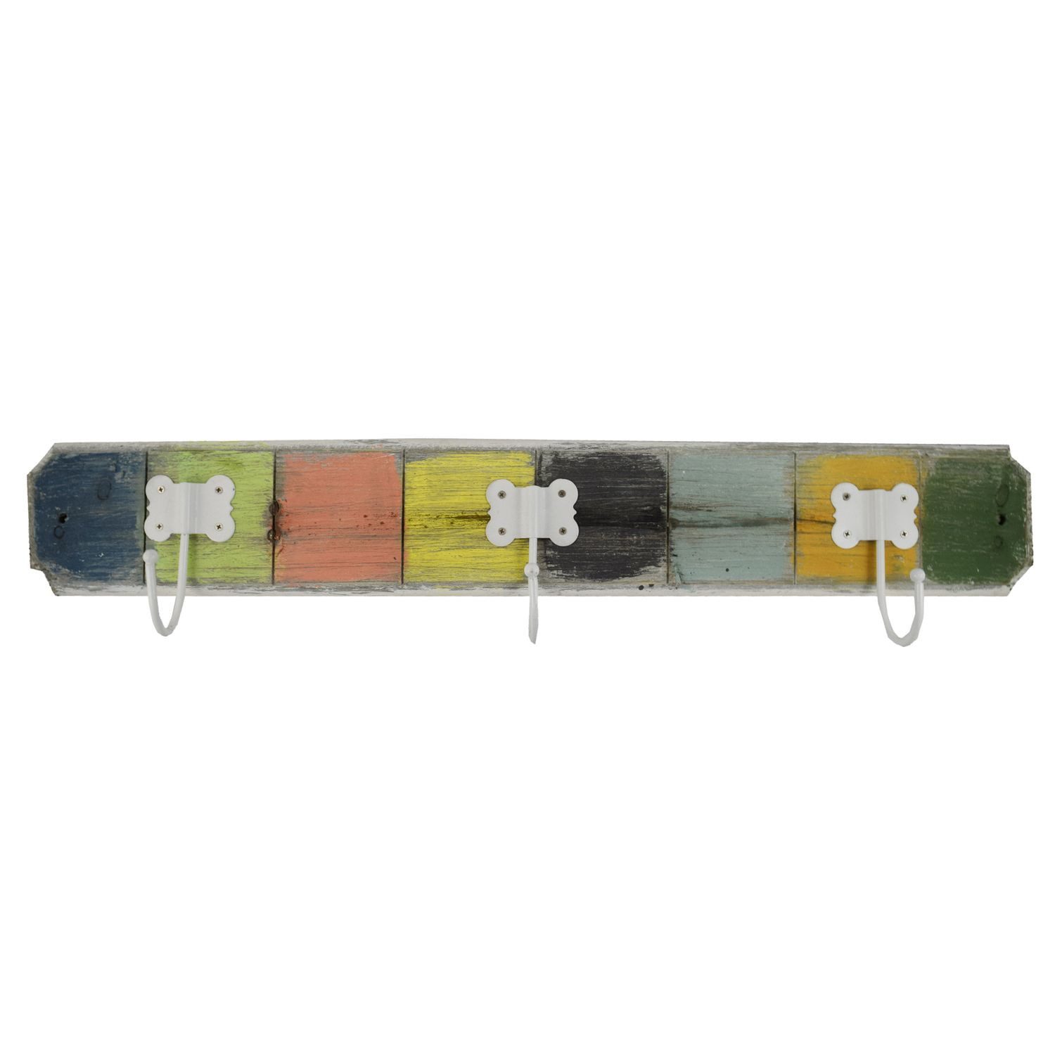 Garderobenhaken Holz Garderobe 65x13cm bunt Hakenleiste Kleiderhaken Garderobenhaken
