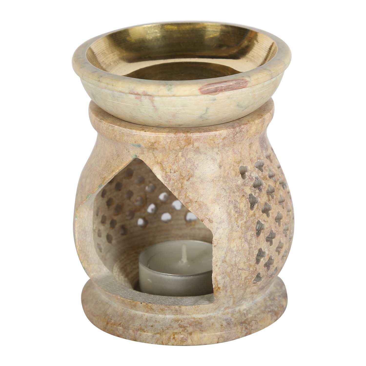 Casa handgeschnitzt Duftlampe Duftlampe Diffusor Soapstone Moro Namaste Orientalische Beige Teelicht, aus