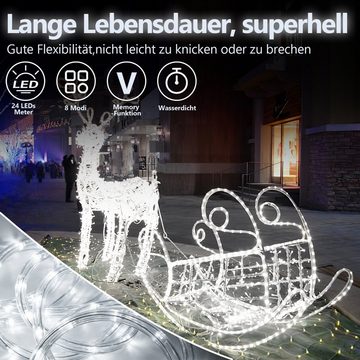 Clanmacy Lichterschlauch 10-50M lichtschlauch mit LEDs Beleuchtung Kaltweiß Party Garten Außen Deko Weihnachtsdeko, Wasserdicht