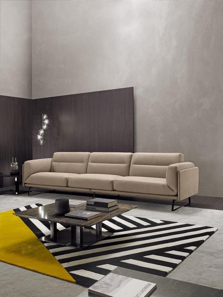 JVmoebel Wohnzimmer-Set Komplette Sofagarnitur Sofa Couchgarnitur Sitz 4+3 Leder Beige Gruppe