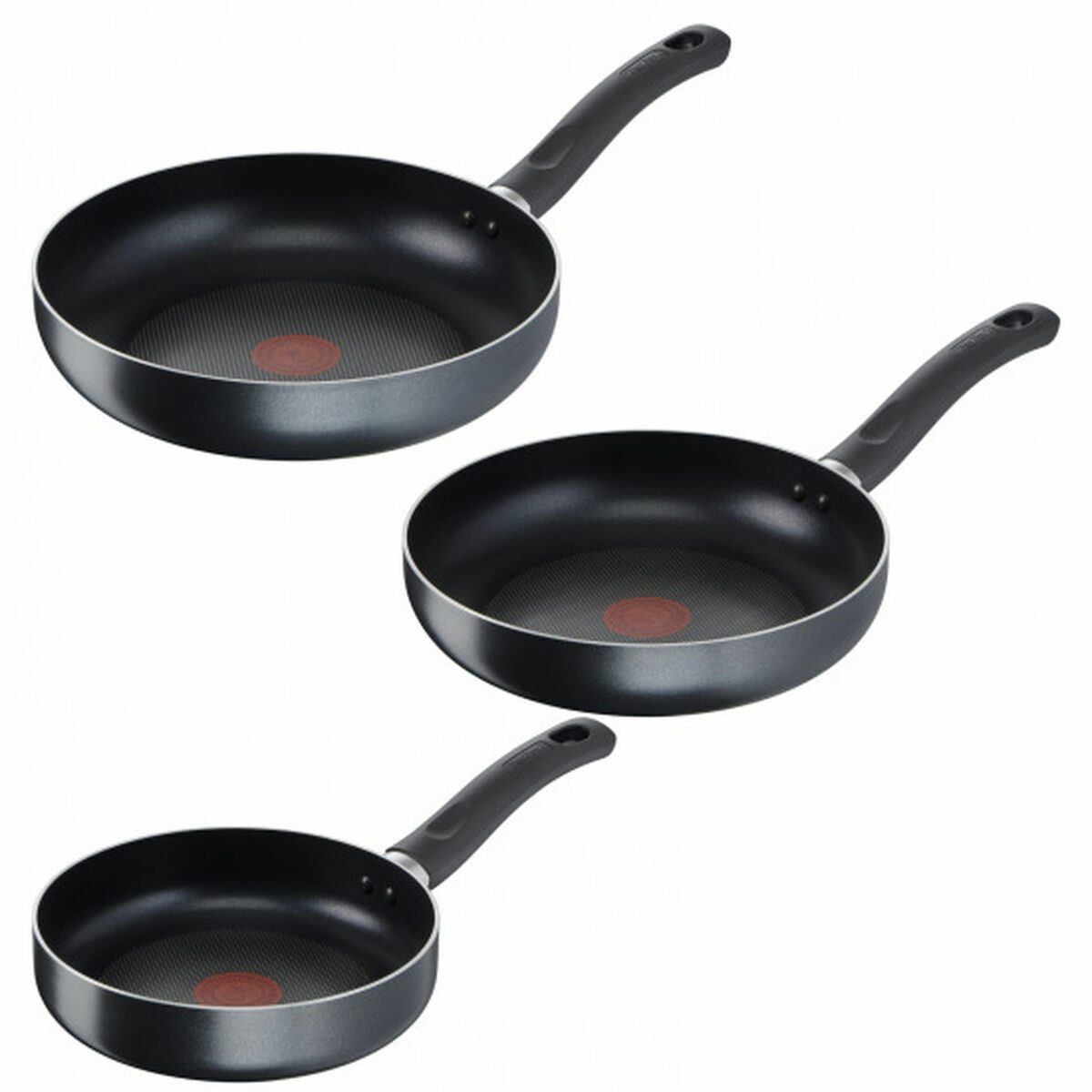 Tefal Bratpfanne Mehrere Pfanne Tefal EASY COOK 3-teiliges Set schwarz roter Punkt