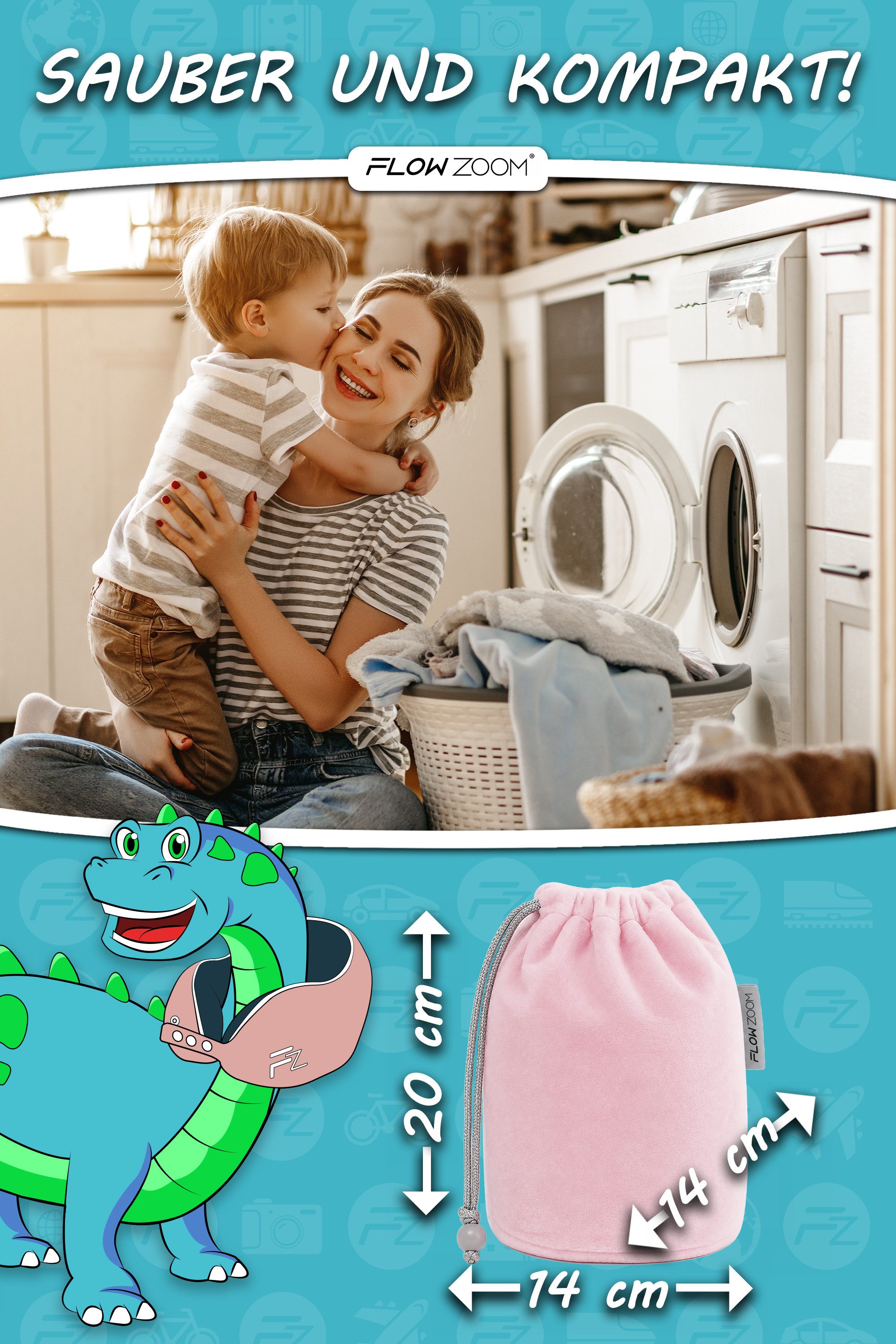 FLOWZOOM Nackenhörnchen COMFY KIDS Nackenkissen Kinder – Reisekissen Memory-Schaum, Kinder-Reisekissen Memory-Foam - Nackenhörnchen Kinder – Bild 4 von 5