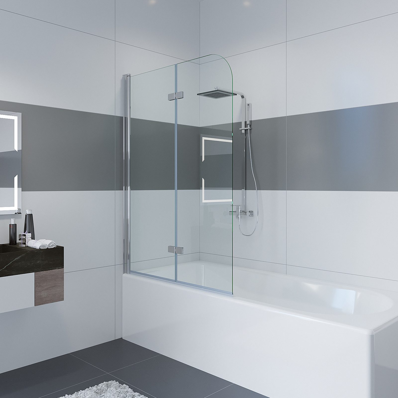 IMPTS Badewannenaufsatz Duschwand für Badewanne Duschabtrennung günstig online kaufen