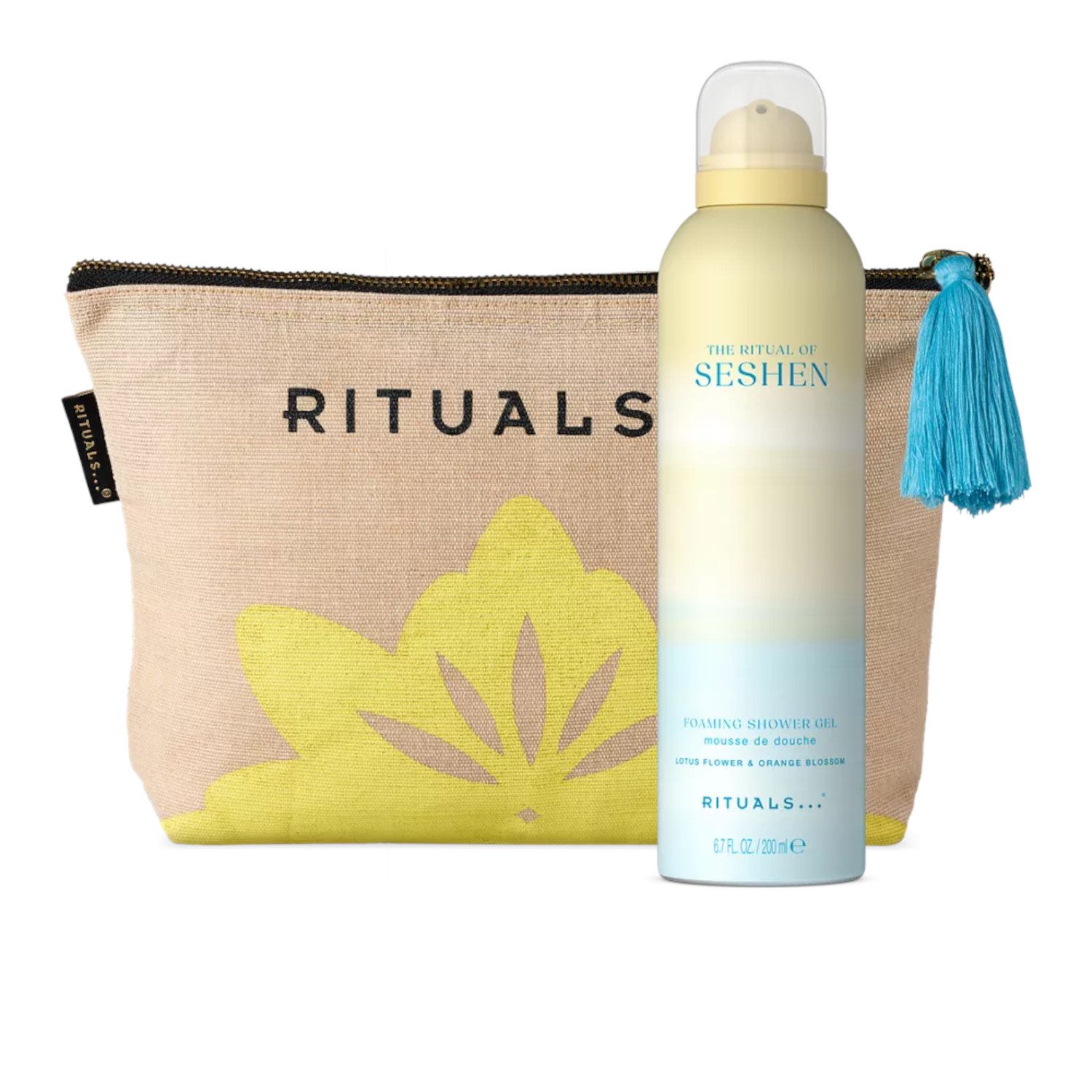 Rituals Pflege-Geschenkset Ritual of Seshen Cotton Velvet Pouch Medium, 1-tlg., Showergel mit Velvet Pouch im Seshen Design