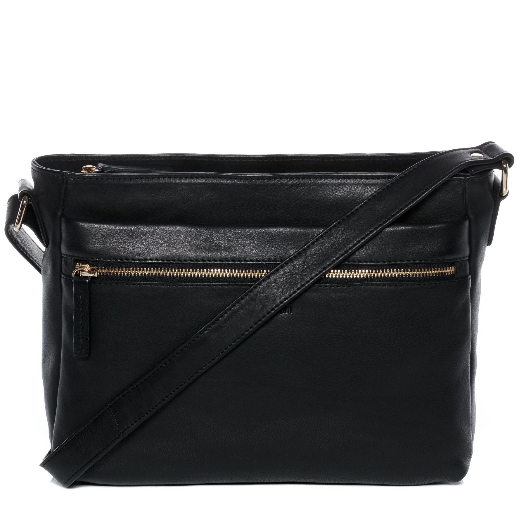 BACCINI Umhängetasche echt Leder Umhängetasche groß schwarz EMELIE, Crossbody Bag Echtleder für Damen, Handtasche mit Schultergurt schwarz