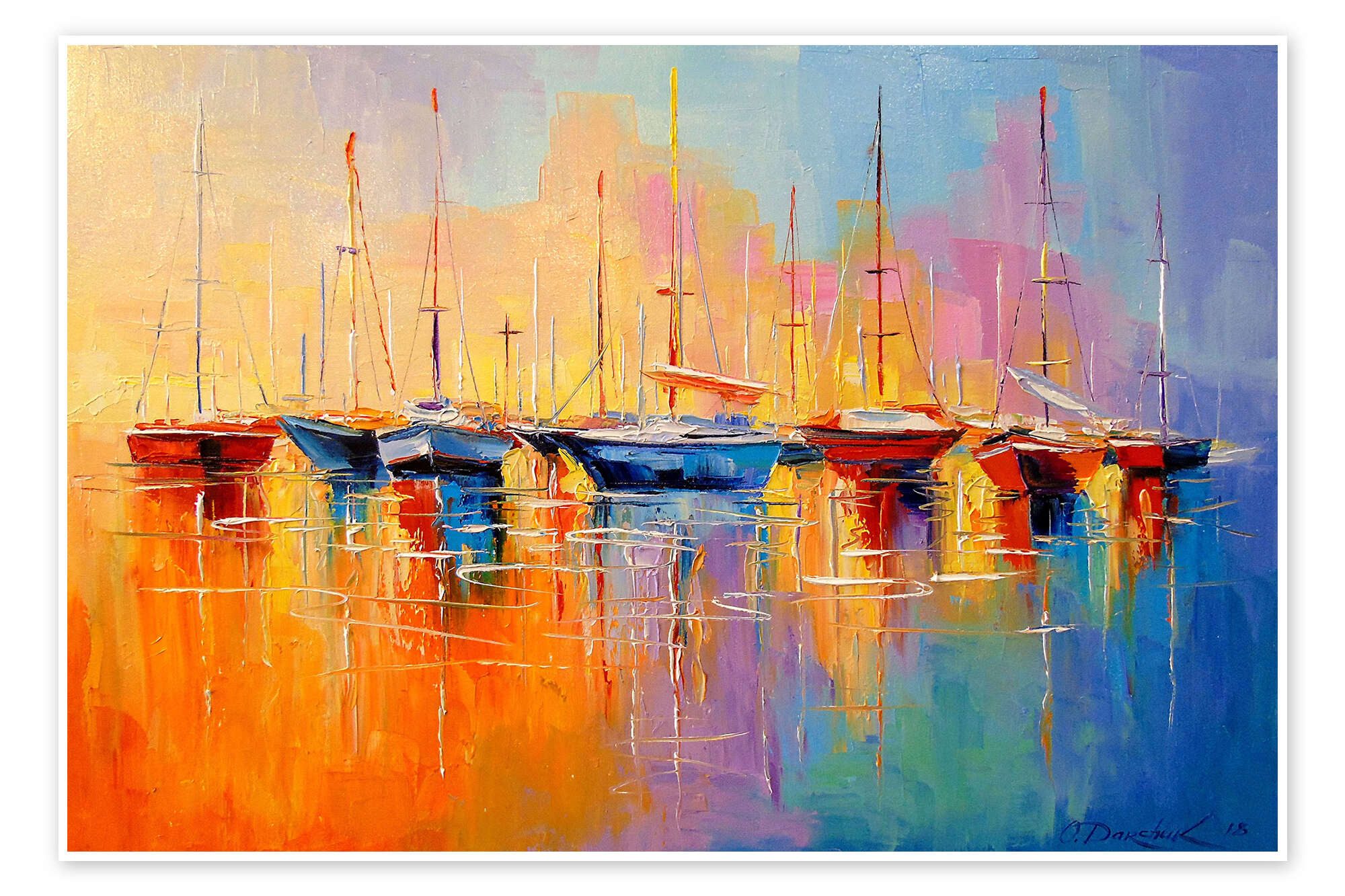Posterlounge Плакат Olha Darchuk, Boote, Wohnzimmer Maritim Malerei