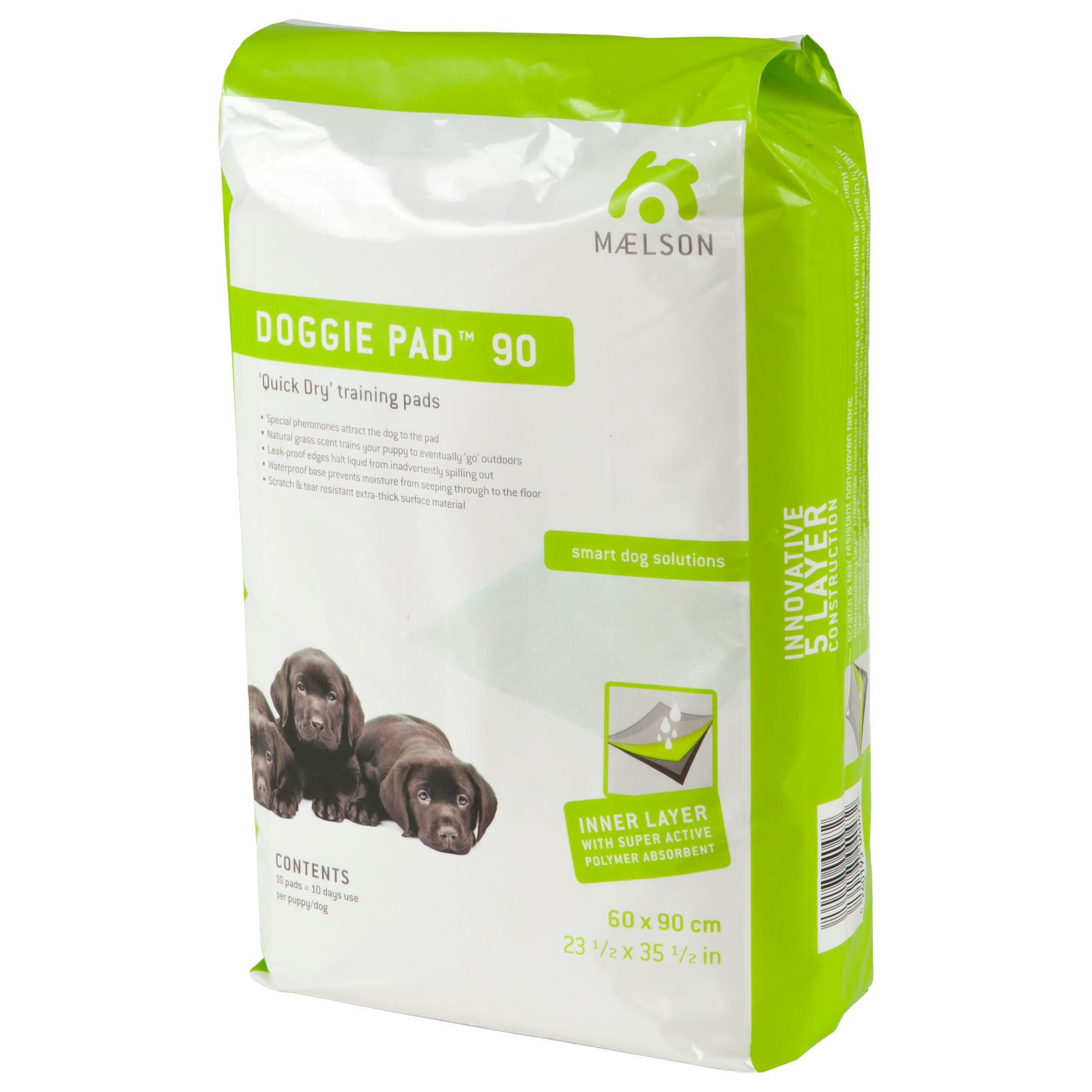 Hundetoilette Doggie Pads Welpen- und Trainingsunterlage, weiß, 10 Stück 90 x 60 cm