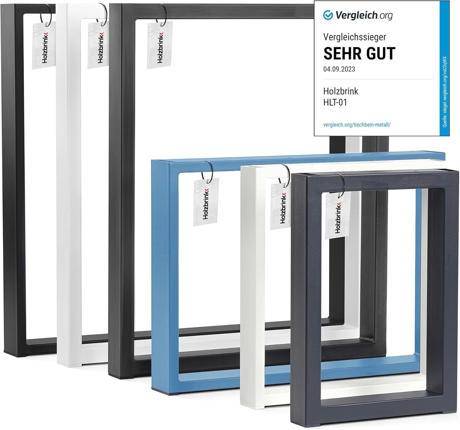 HOLZBRINK Tischbein Tischgestell Möbelfüße Tischuntergestell inkl. Bodenschoner HLT-01, Tischkufen Industriestahl pulverbeschichtet
