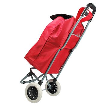 HELO24 Einkaufstrolley Trolley Einkaufswagen Handwagen Koffer Handgepäck rot klappbar