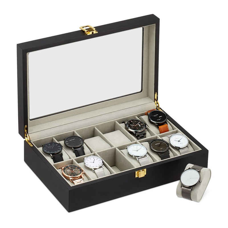 relaxdays Uhrenbox »Uhrenbox mit 12 Fächern«