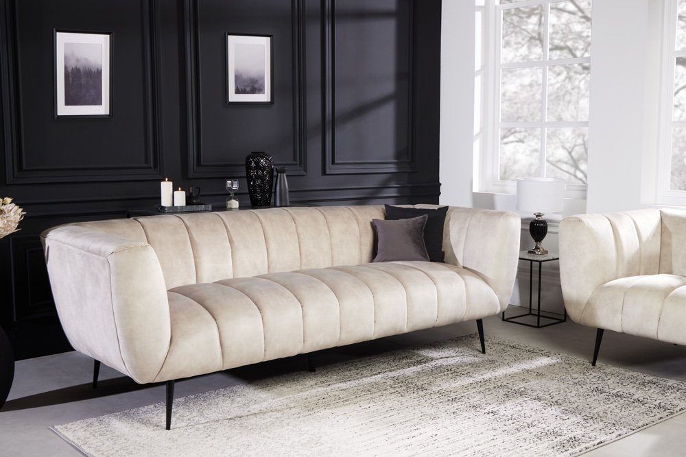 riess-ambiente Sofa NOBLESSE 225cm champagner / schwarz, Einzelartikel 1 Te günstig online kaufen