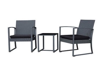 byLIVING Gartenlounge-Set MINOA, (Set), bestehend aus 2 Sesseln / 2 Auflagen / 1 Tisch, Geflecht grau