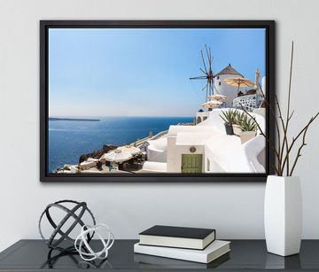 Pixxprint Leinwandbild Stadt am Meer, Wanddekoration (1 St), Leinwandbild fertig bespannt, in einem Schattenfugen-Bilderrahmen gefasst, inkl. Zackenaufhänger