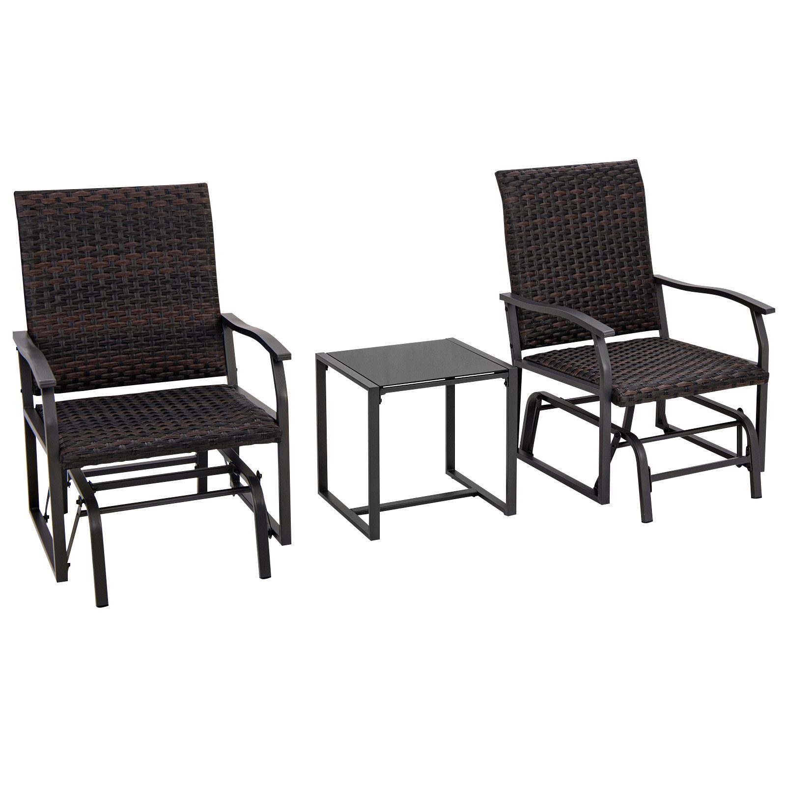 COSTWAY Balkonset, (3-tlg), mit 2 Schaukelstühlen & Tisch, Rattan günstig online kaufen