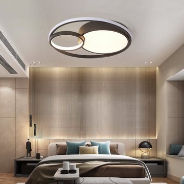 style home LED Deckenleuchte Deckenlampe, 55W, Voll dimmbar mit Fernbedienung, Schwarz, rund Leuchte für Wohnzimmer Schlafzimmer Küche Büro Ø50x8.5 cm