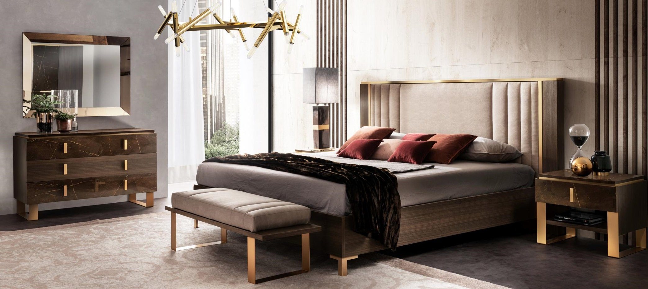 JVmoebel Schlafzimmer-Set Luxus Schlafzimmer Sets Nachttisch Design Klassischer 3tlg 2x Bett