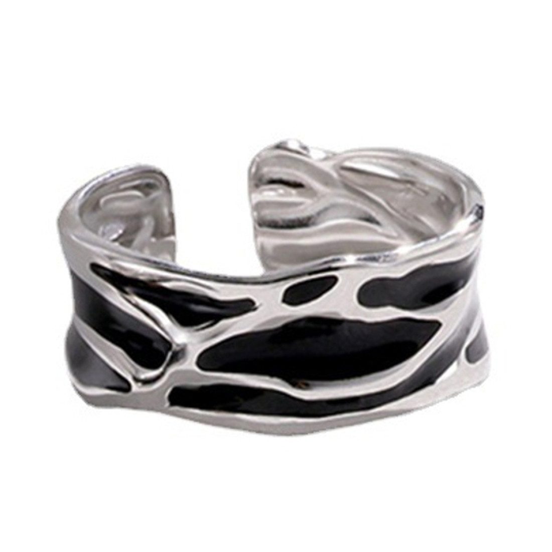 KARMA Fingerring Edelstahlring Silber Schwarz Damen Ring Fingerring Damenring (mehrfarbig), unregelmäßiger Damenring Damenschmuckstück