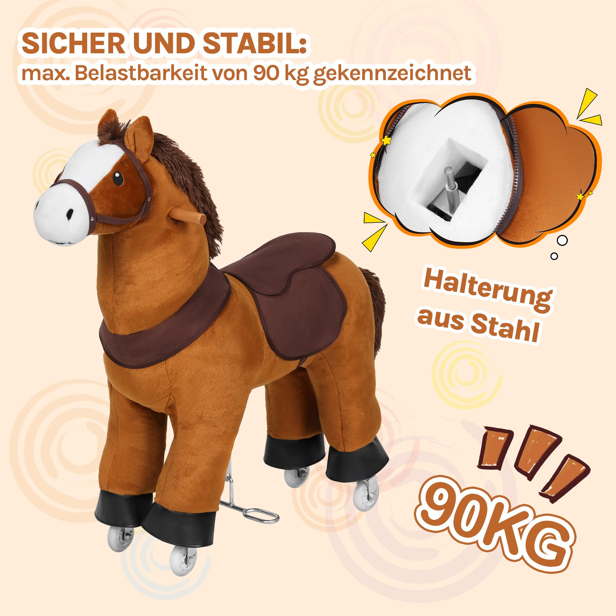 Woltu Schaukelpferd, (1 tlg), Stehpferd auf Rollen, mit Klang, Verdickte Pe günstig online kaufen