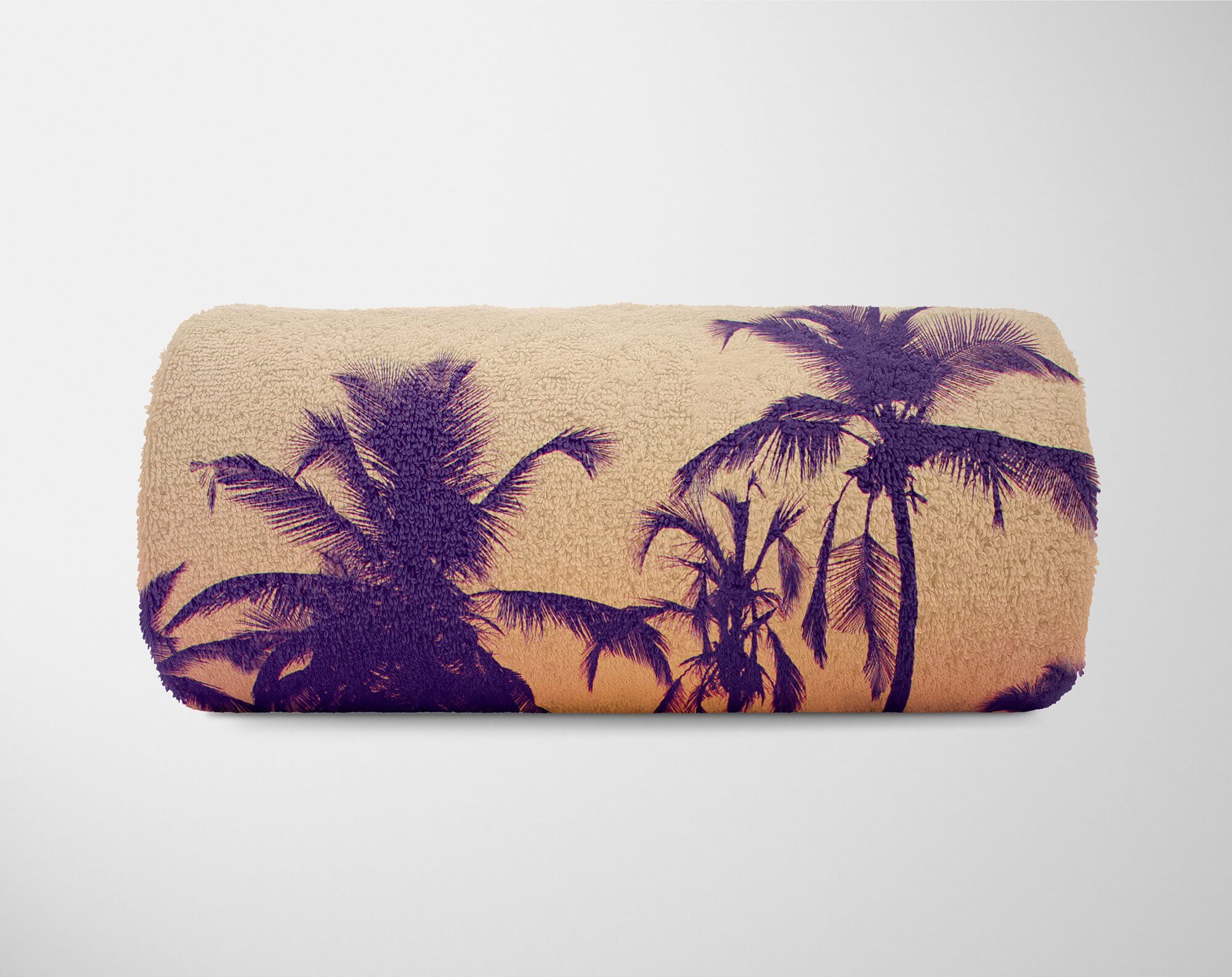 Sonnenunterg, Saunatuch Handtücher Art Palme mit Kuscheldecke Sinus Strandhandtuch Handtuch Handtuch Fotomotiv Baumwolle-Polyester-Mix (1-St),