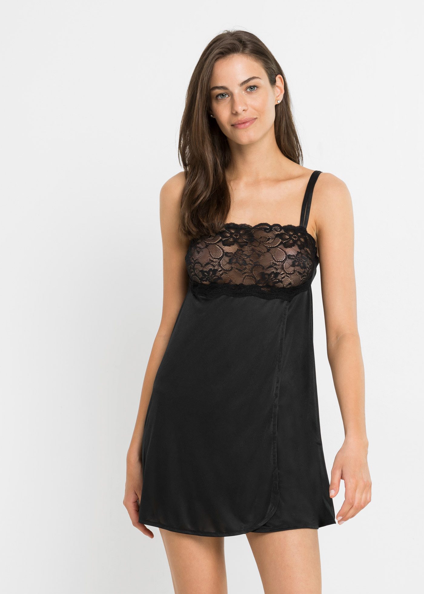 bonprix Negligé mit verführerischem Spitzendetail, verstellbare Träger