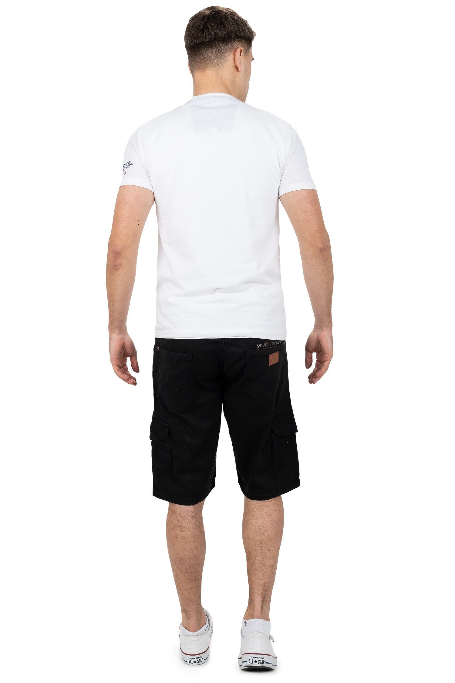 auffälligen Norway bajiami T-Shirt Prints Men Kurzarm Geo (1-tlg) mit Shirt Casual weiß