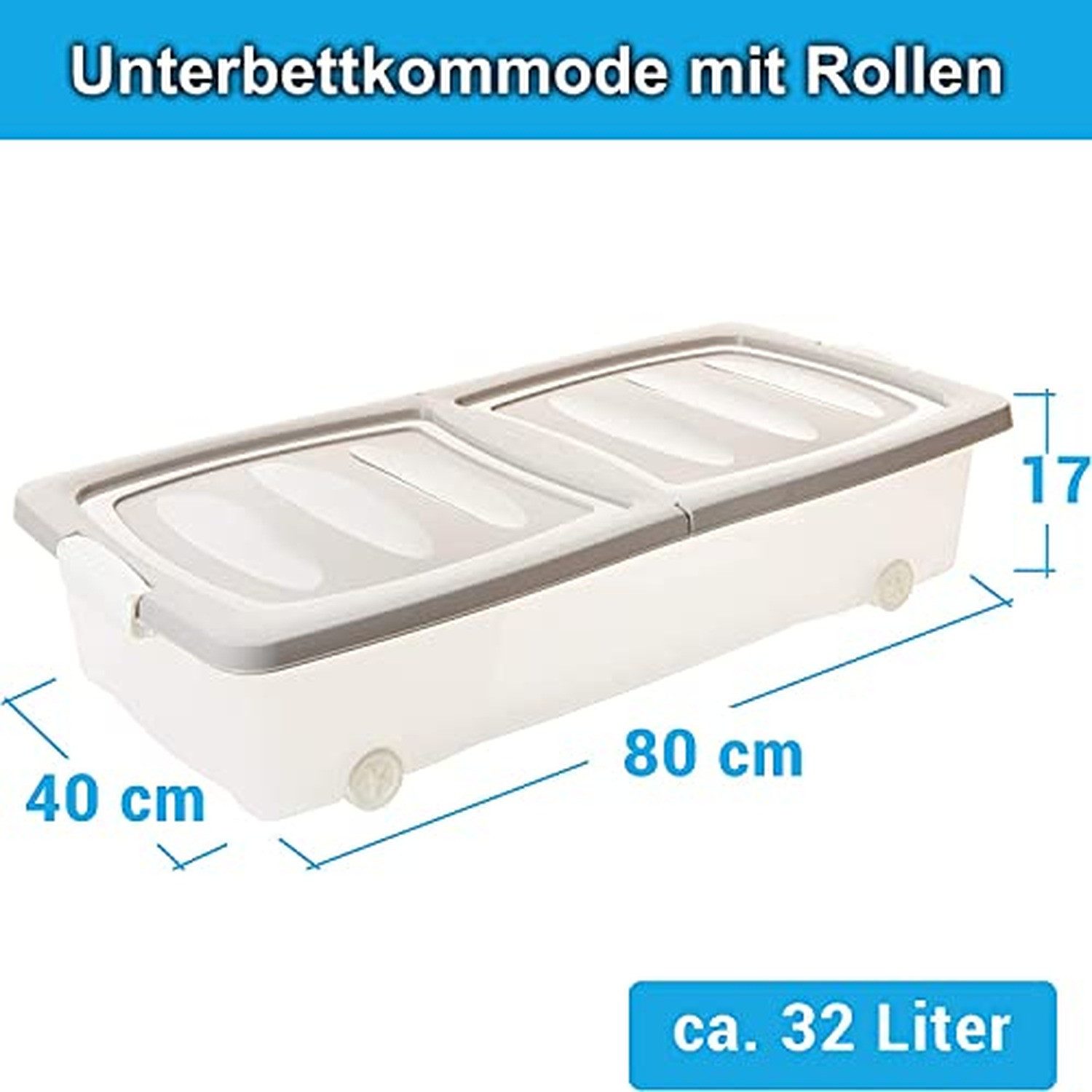 Centi Aufbewahrungsbox Unterbettbox mit Rollen und geteiltem Deckel (3er-Se günstig online kaufen