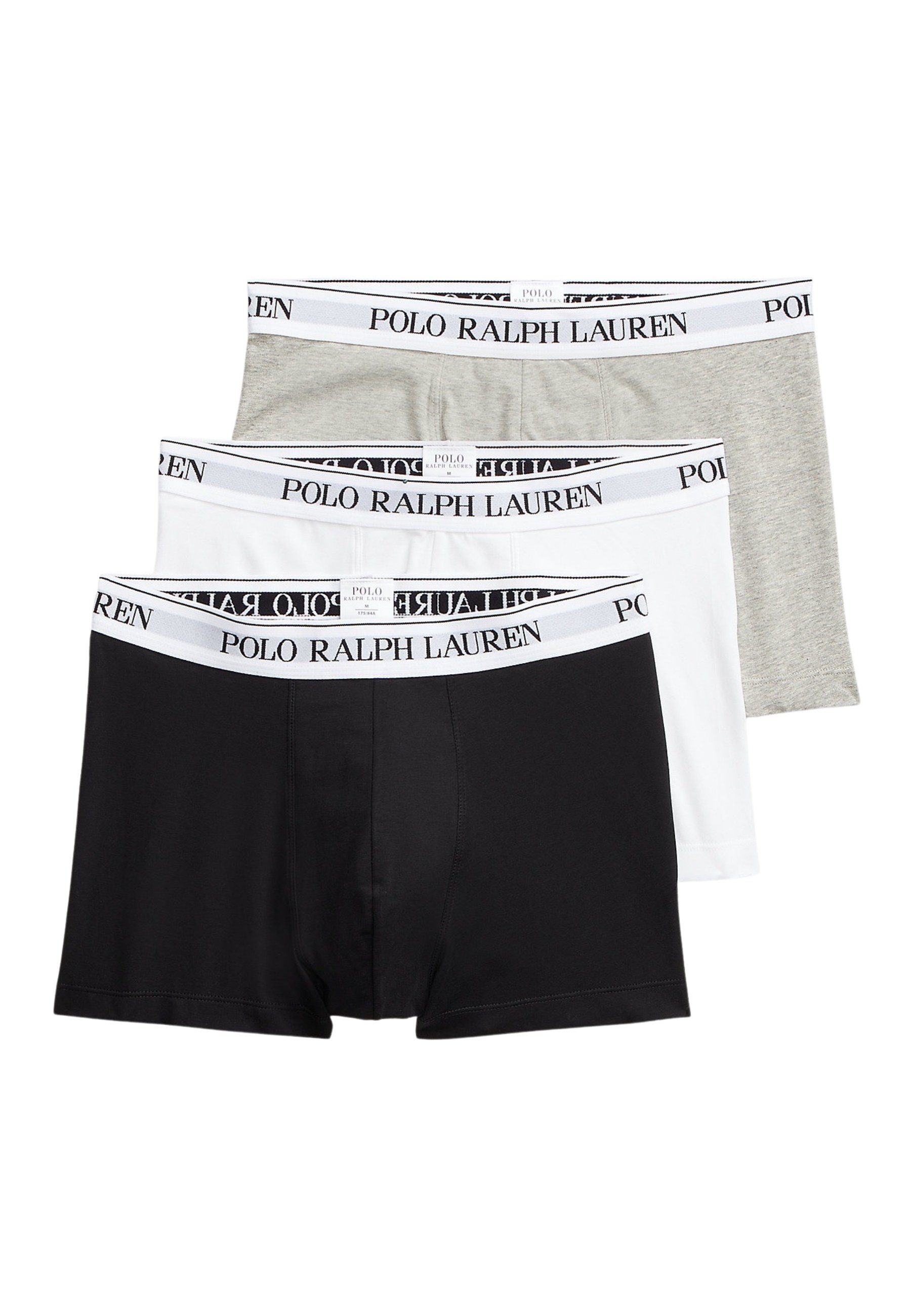 Ralph Boxershorts Lauren Lauren Polo Unterhose (3-St) Trunks Schwarz/Weiß/Grau 3er Ralph Pack