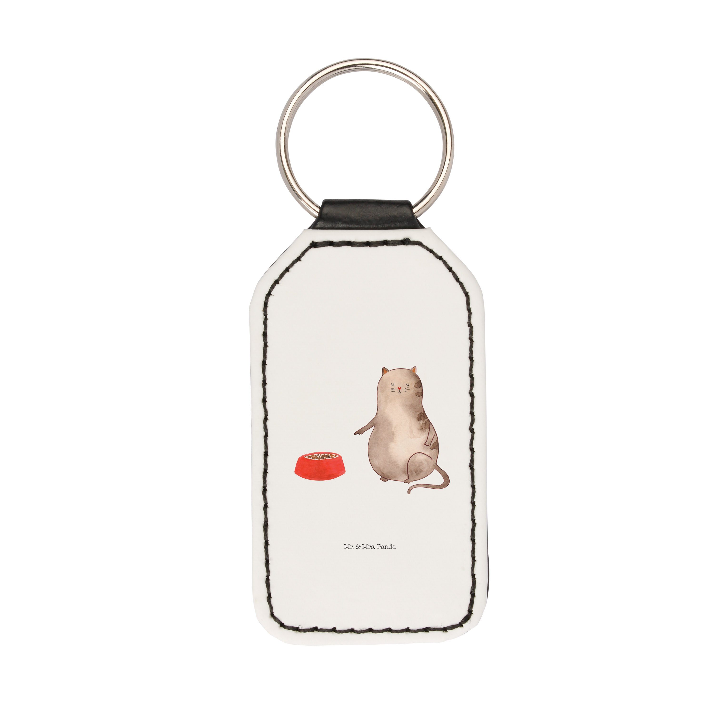 Mr. & Mrs. Panda Schlüsselanhänger Katze fressen - Weiß - Geschenk, Taschenanhänger, Glücksbringer, Schl (1-tlg)
