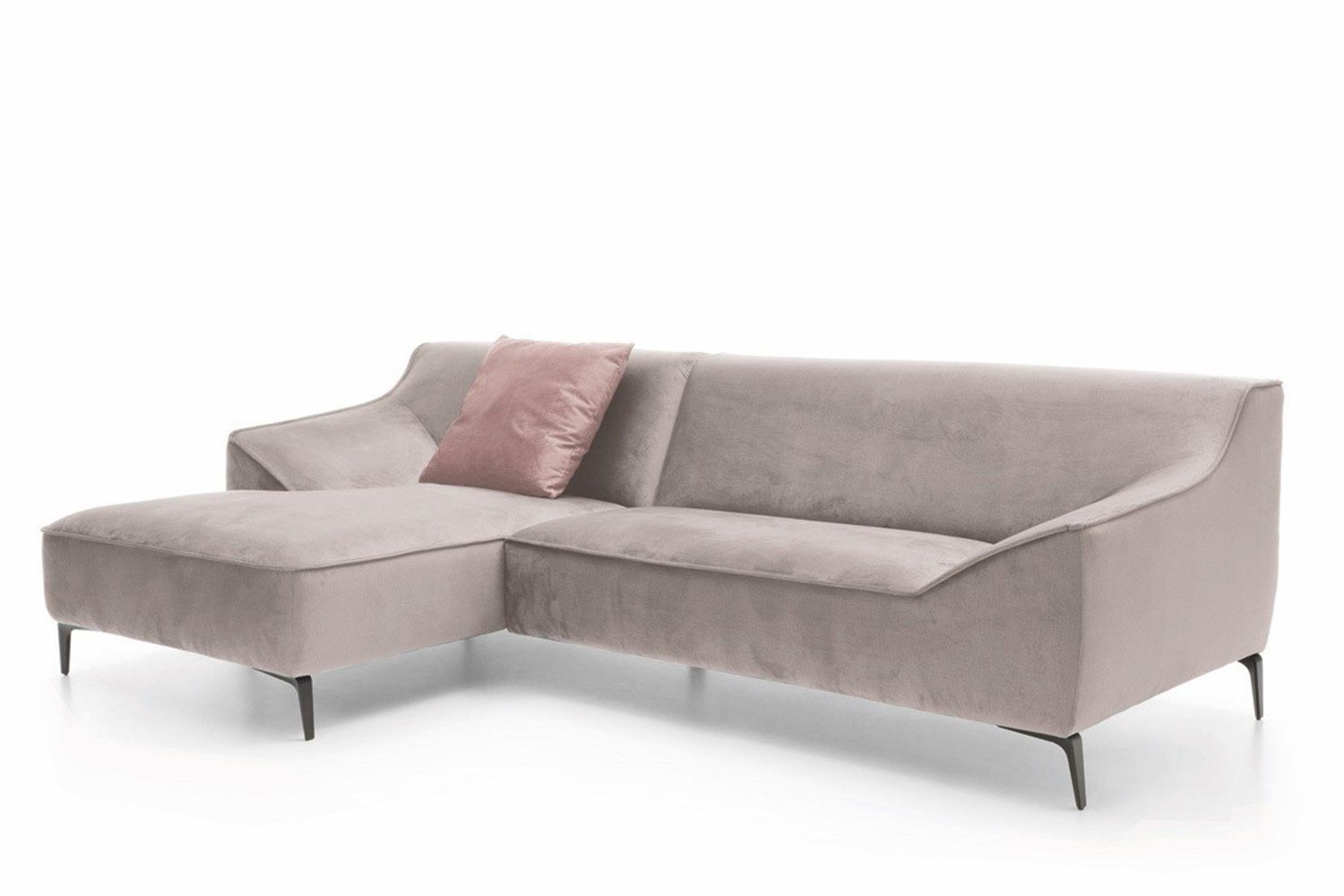 KAWOLA Ecksofa TUNIA, Sofa Recamiere Farben versch. od. rosa rechts, links Velvet