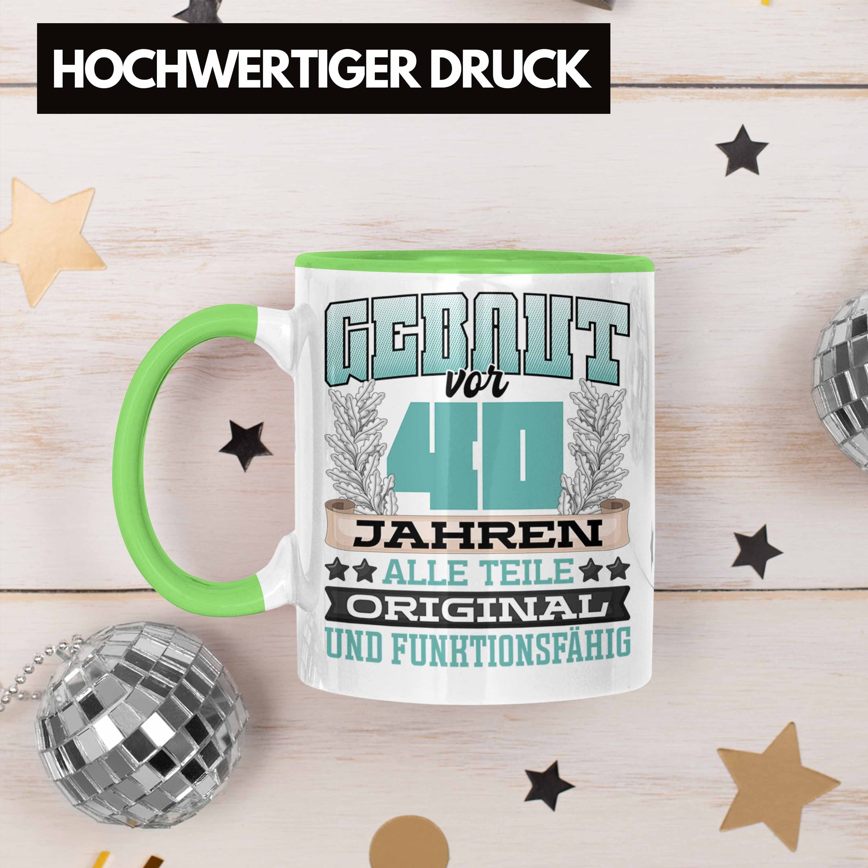 Trendation Tasse 40er Geburtstag Tasse Geschenk 40er Ja Gebaut Frauen Spruch Grün Vor Männer
