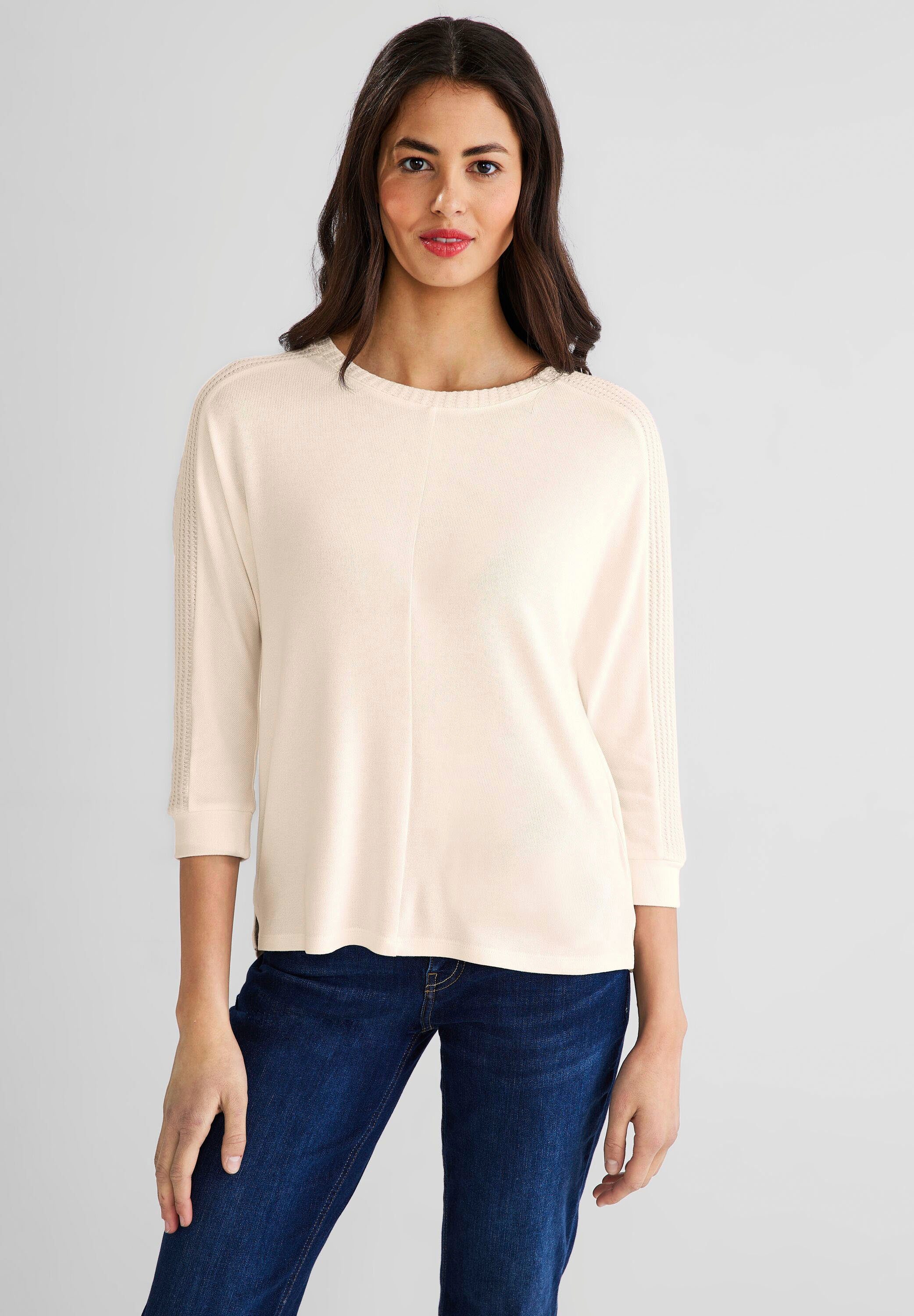 STREET ONE 3/4-Arm-Shirt mit Strukturstrick lucid white