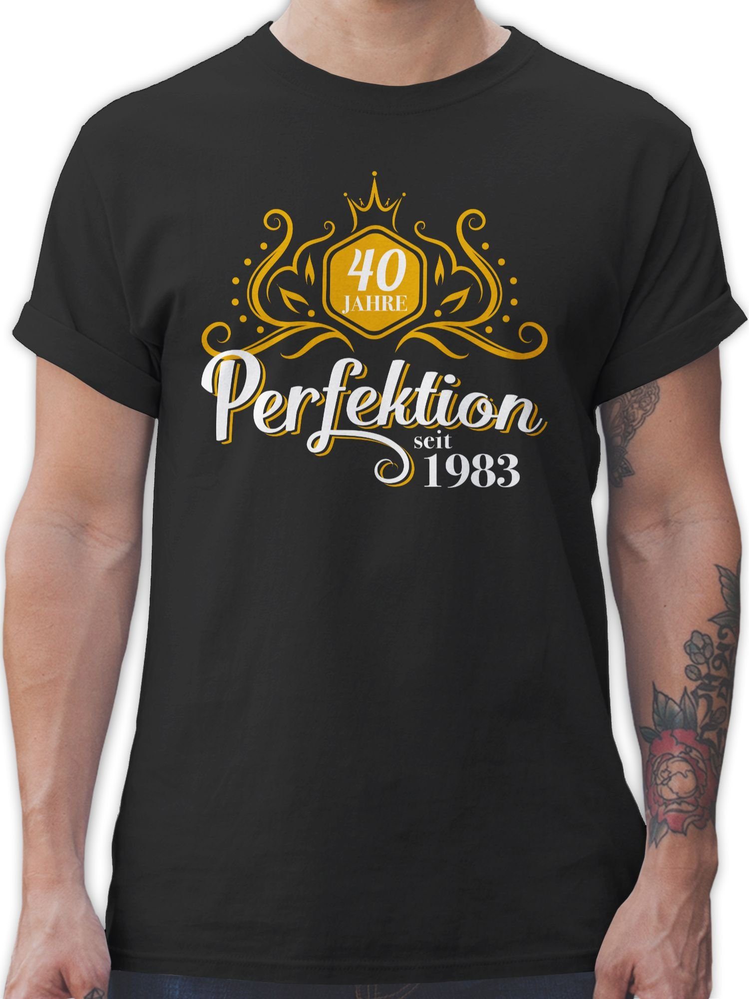 1 Perfektion Jahre Shirtracer Vierzig 1983 Geburtstag 40. Schwarz T-Shirt