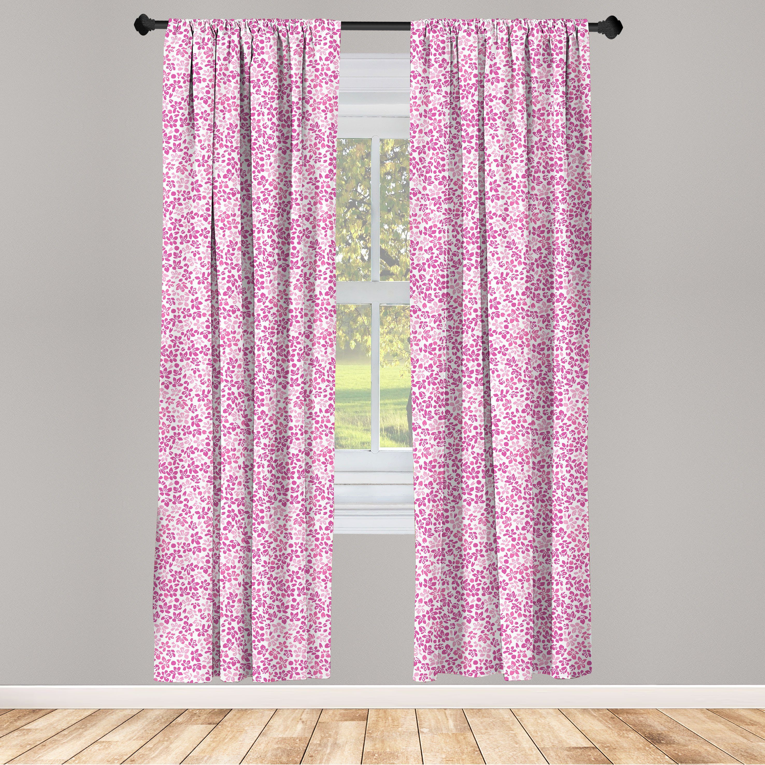 Gardine Vorhang für Wohnzimmer Schlafzimmer Dekor, Abakuhaus, Microfaser, Kunstwerk Muster in Sakura Blumen