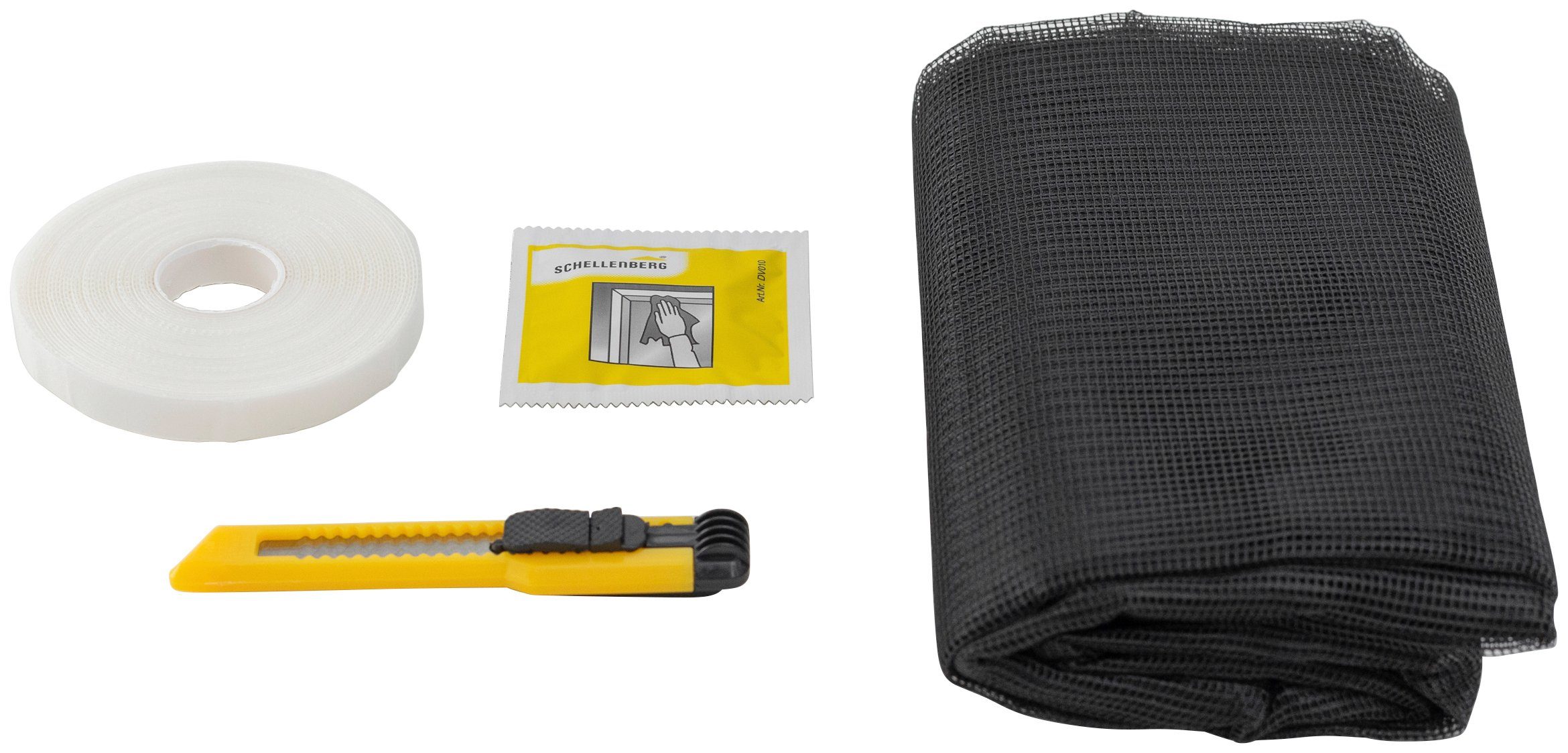 SCHELLENBERG Fliegengitter-Gewebe für Fenster ohne bohren, (Set, 1-St), Insektenschutz mit Klettband, 100 x 130 cm, anthrazit und weiß